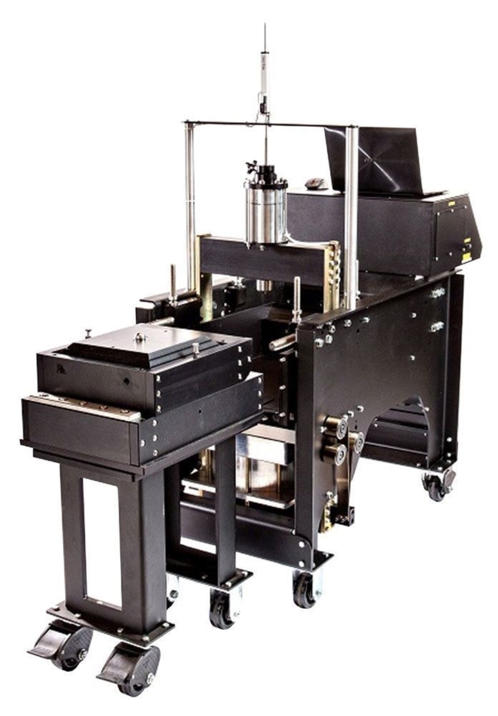 Soil and Geosynthetic Direct Shear Machine with Compaction Table Positioned to Load Specimen