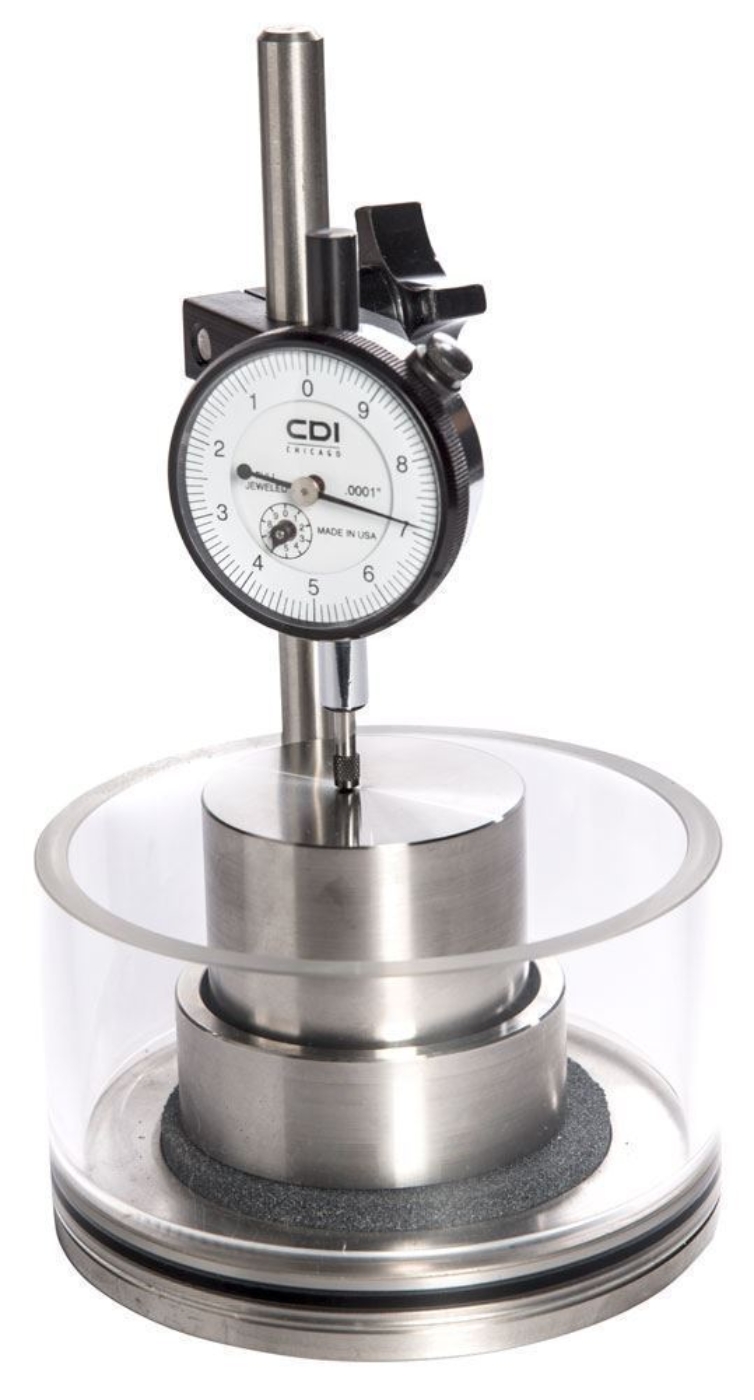 Basic Swell Consolidometer shown with optional Dial Indicator