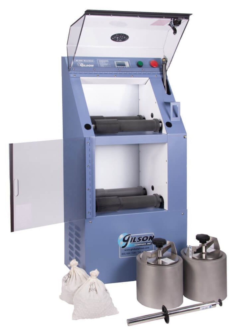 Micro-Deval Apparatus, Two Jars, Two Sets of Abrasive Charges, and Magnet
