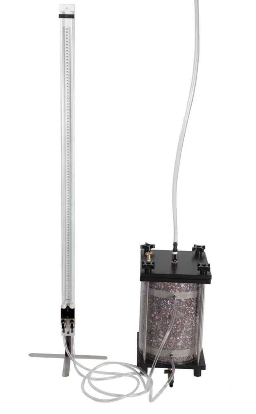Free-standing Double Tube Manometer with ASTM 9in Sand & Gravel Permeameter and sample (Permeameter sold separately)