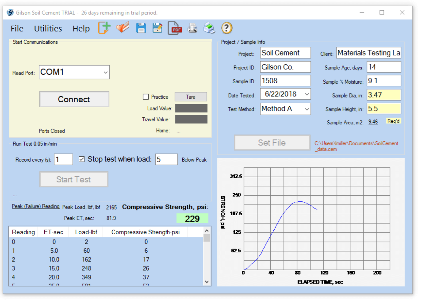 Soil-Cement Data Acquisition Software
