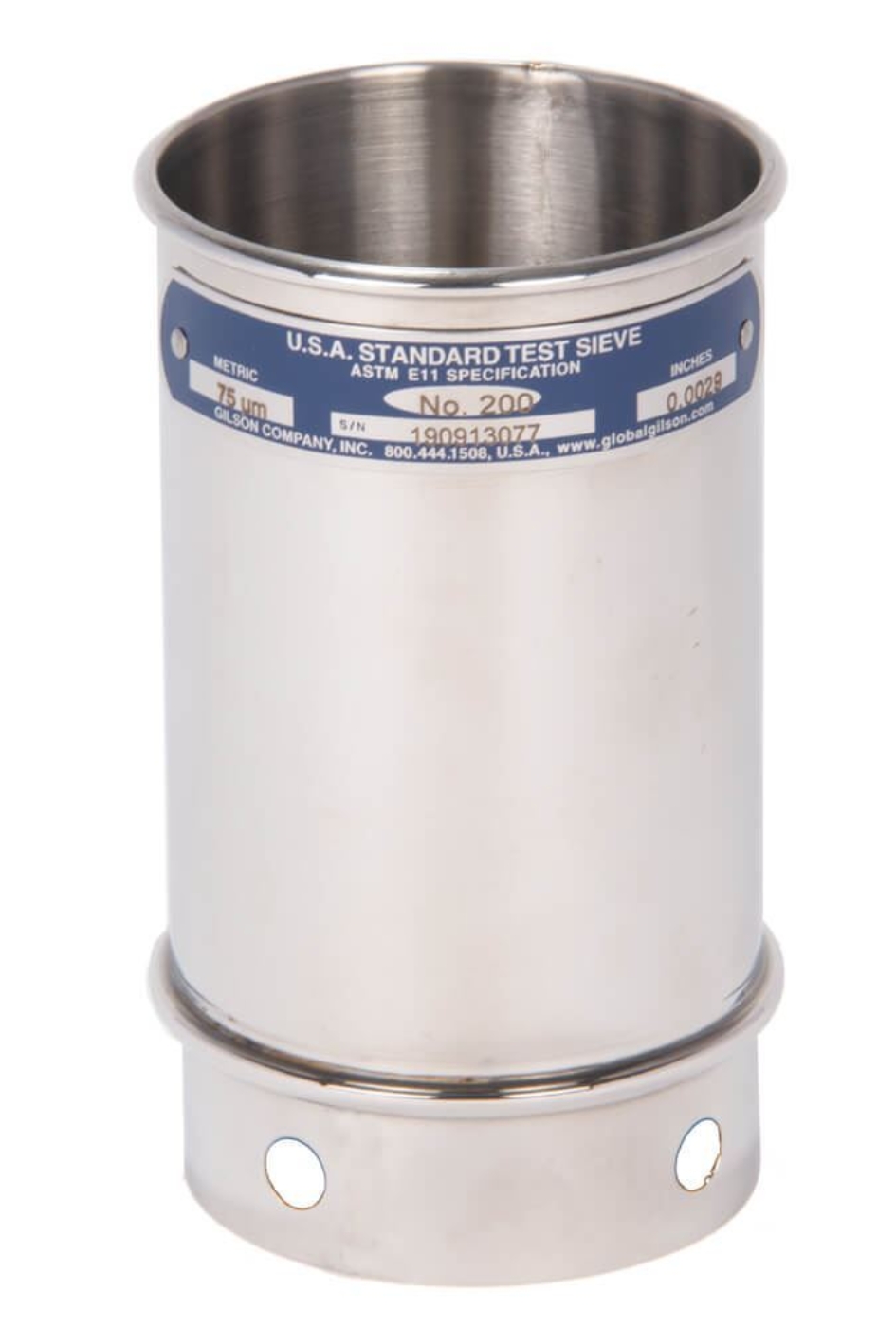 Picture of 3in Sieve, All Stainless, 4in Deep, #200 with Backing Cloth