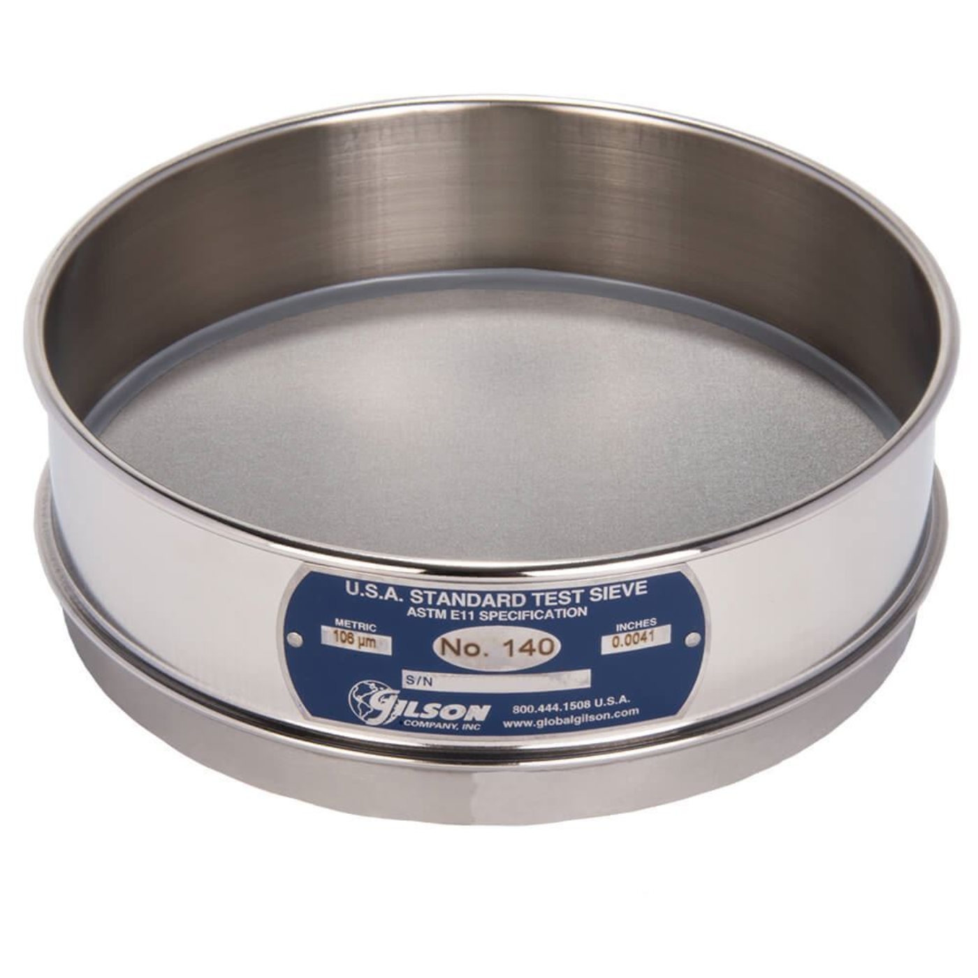 Picture of 8in Sieve, All Stainless, Full-Height, No.140 with Backing Cloth