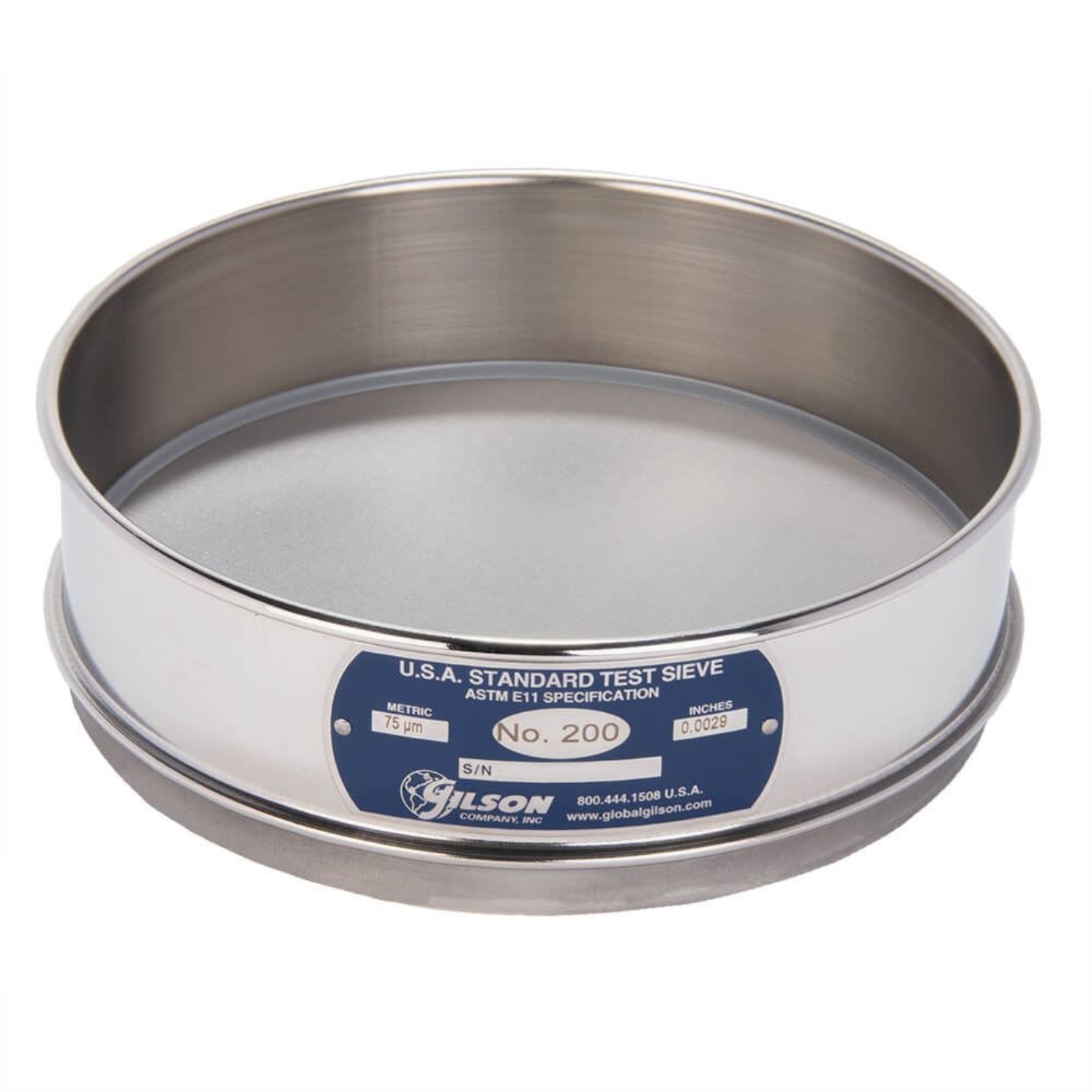 Picture of 8in Sieve, All Stainless, Full-Height, No.200 with Backing Cloth