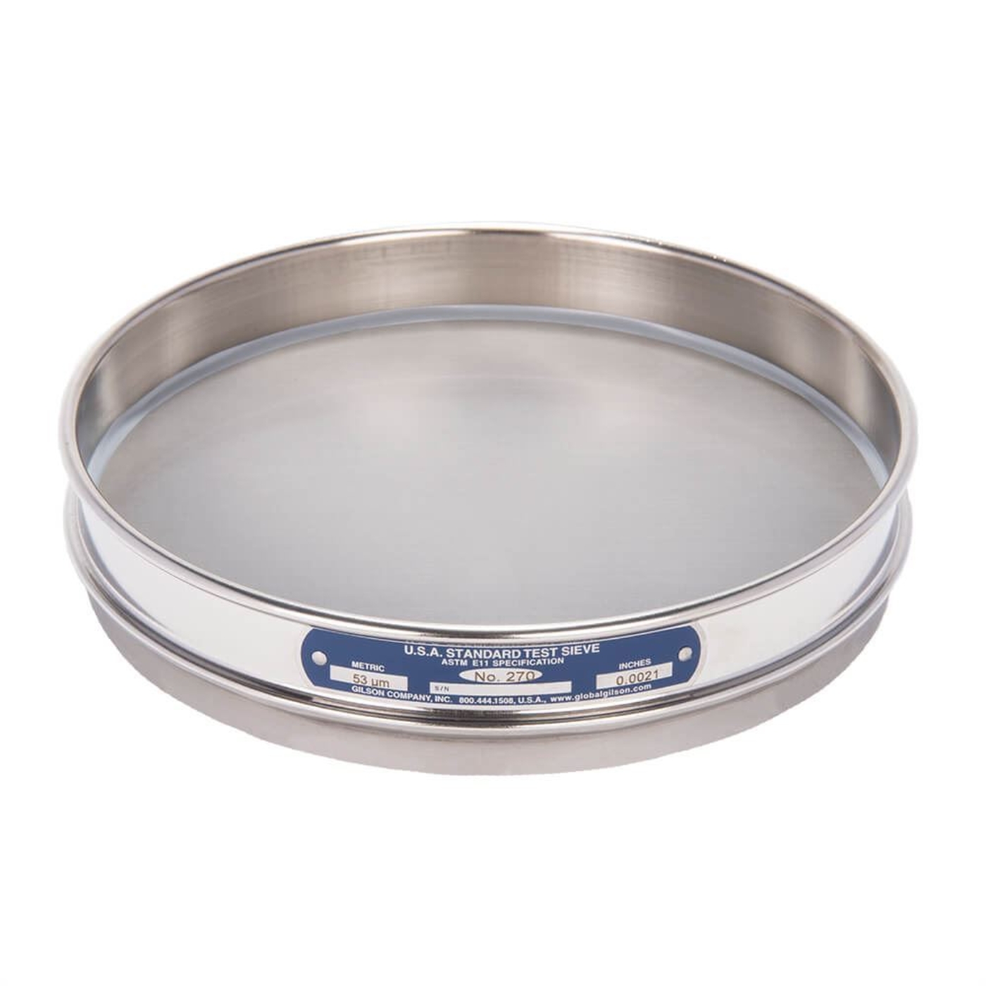 Picture of 8in Sieve, All Stainless, Half-Height, No.270 with Backing Cloth