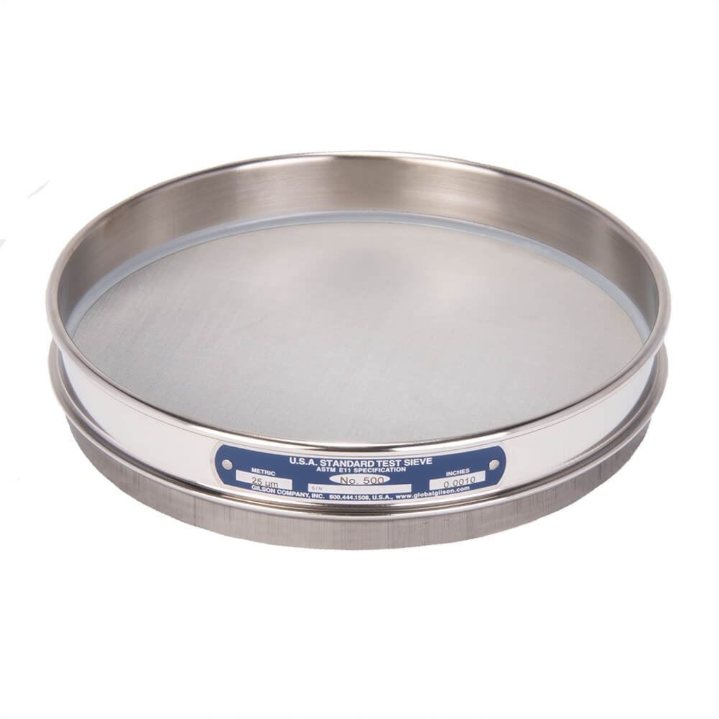 Picture of 8in Sieve, All Stainless, Half-Height, No.500 with Backing Cloth