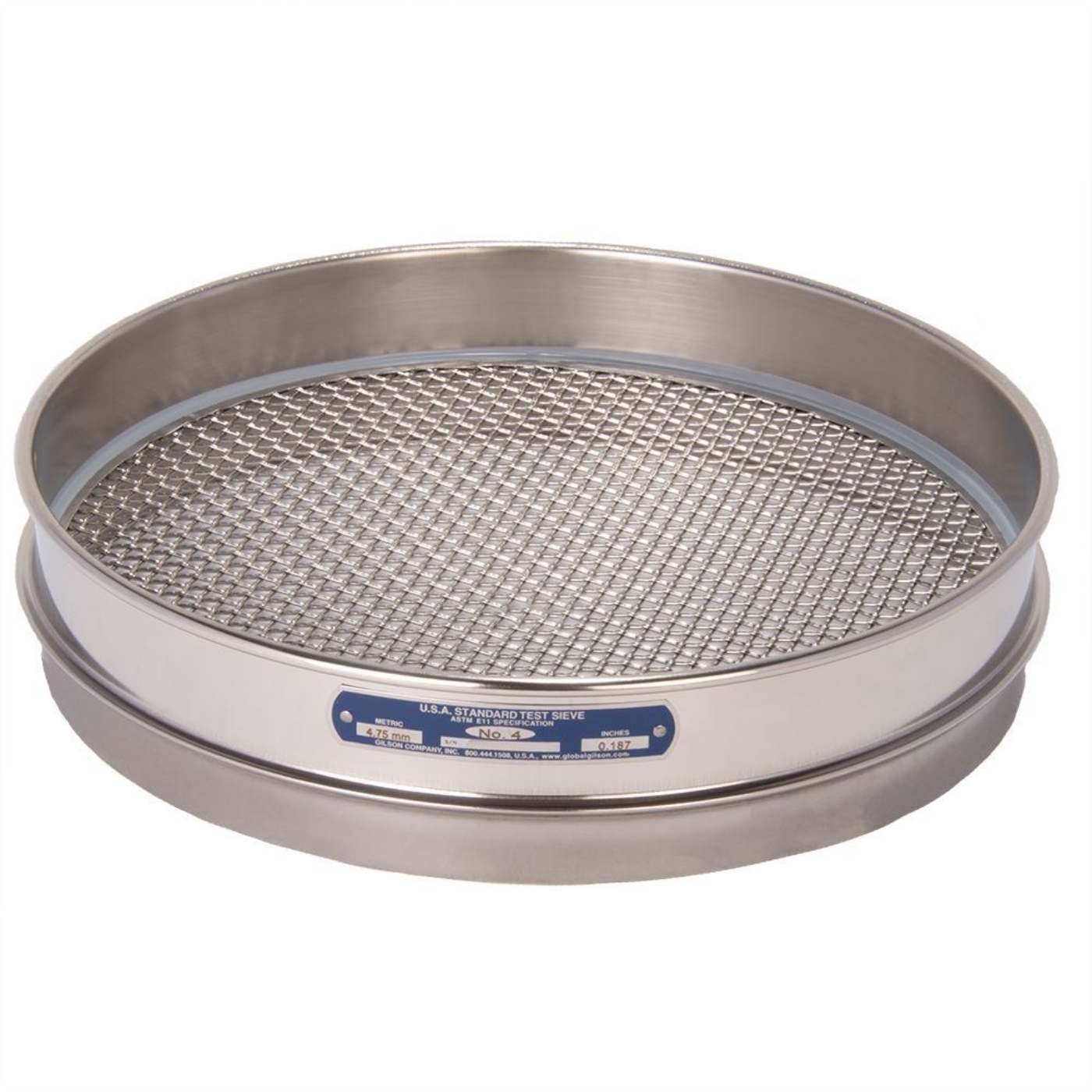 Picture of 12in Sieve, All Stainless, Half-Height, No.4