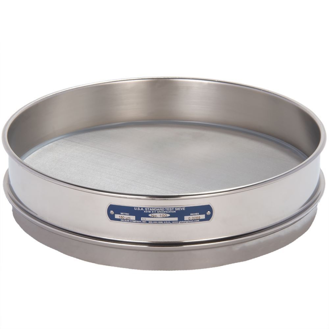 Picture of 12in Sieve, All Stainless, Intermediate-Height, No.100 with Backing Cloth