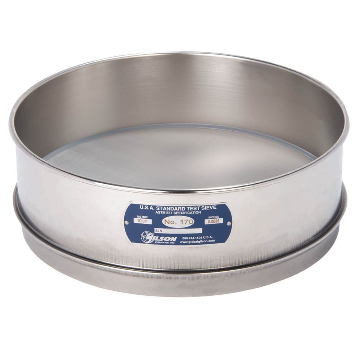 Picture of 12in Sieve, All Stainless, Full-Height, No.170 with Backing Cloth