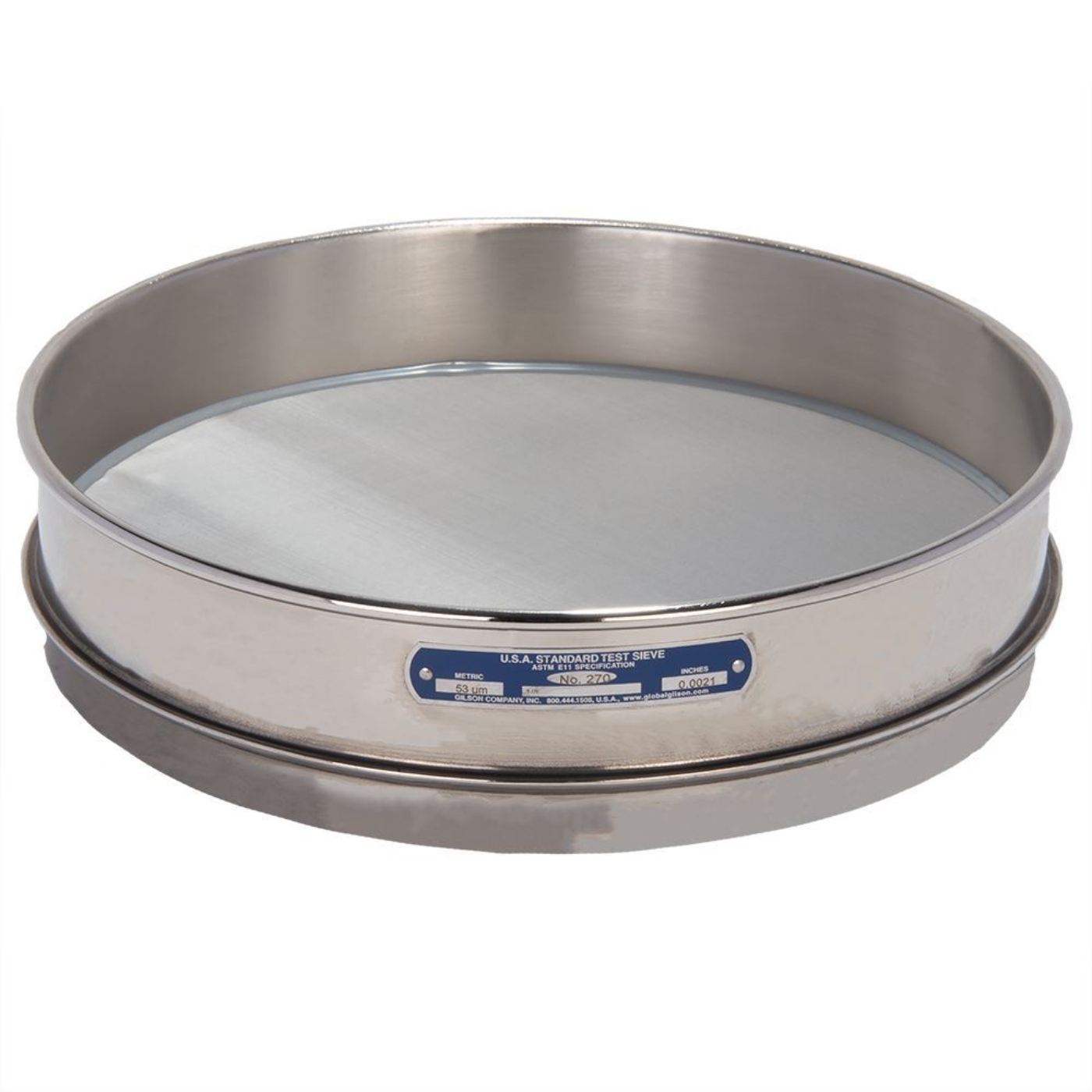 Picture of 12in Sieve, All Stainless, Intermediate-Height, No.270 with Backing Cloth