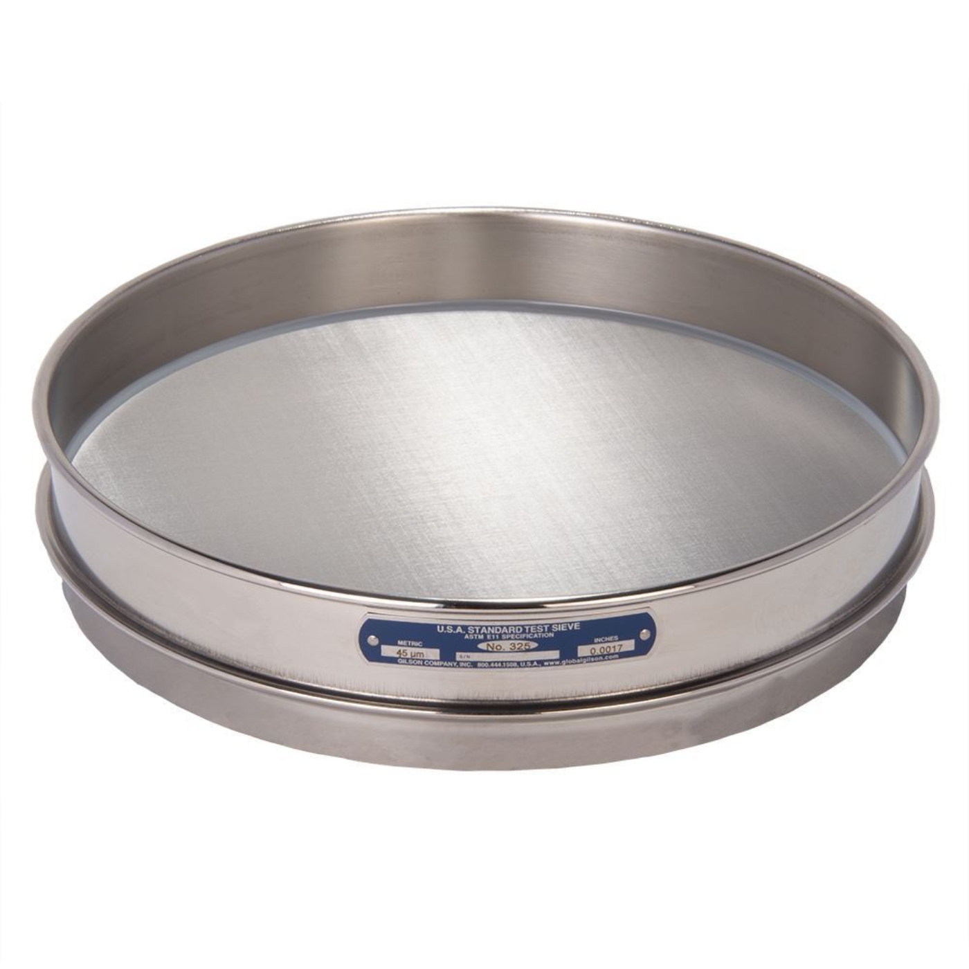 Picture of 12in Sieve, All Stainless, Half-Height, No.325 with Backing Cloth
