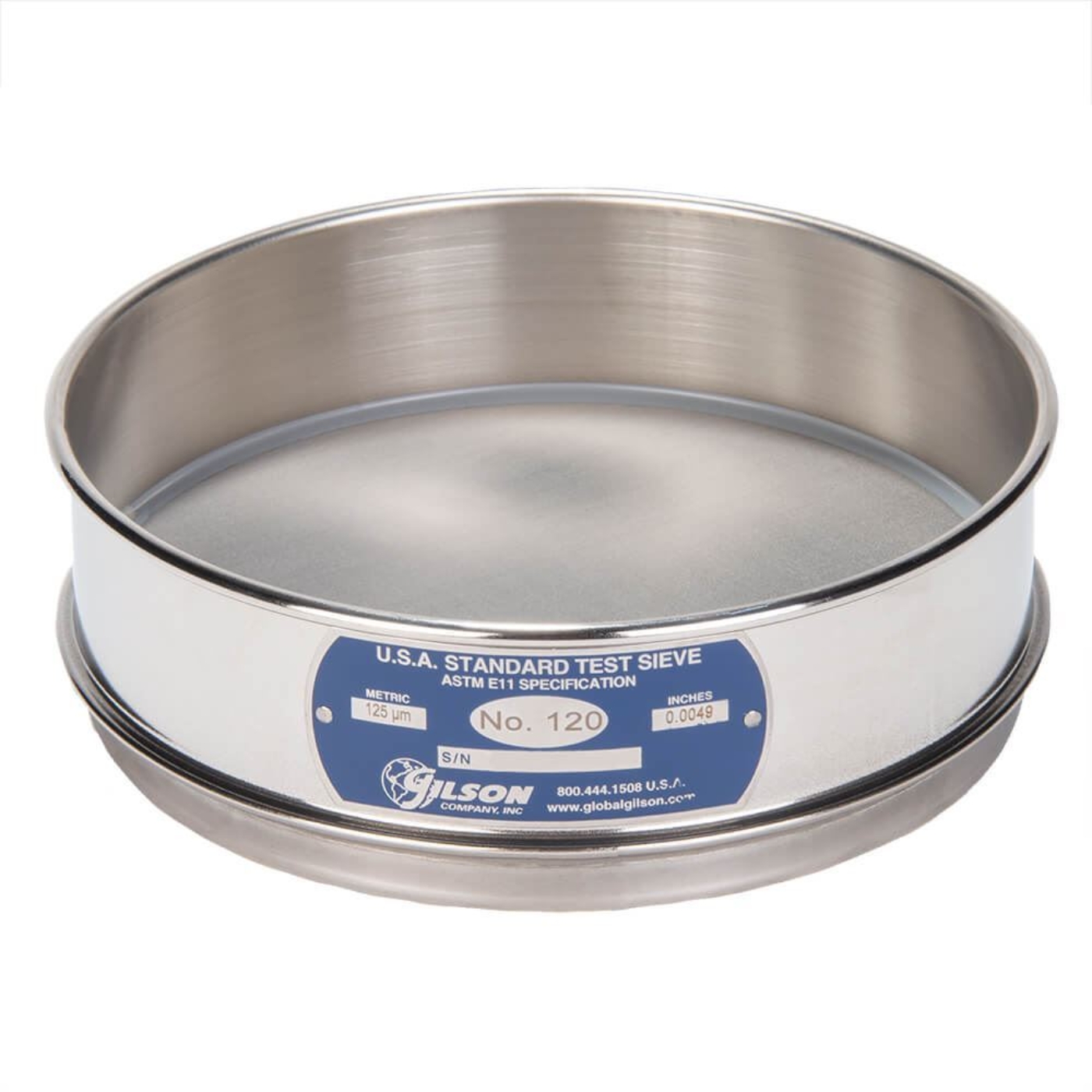 Picture of 8in Sieve, All Stainless, Full-Height, No.120 with Backing Cloth