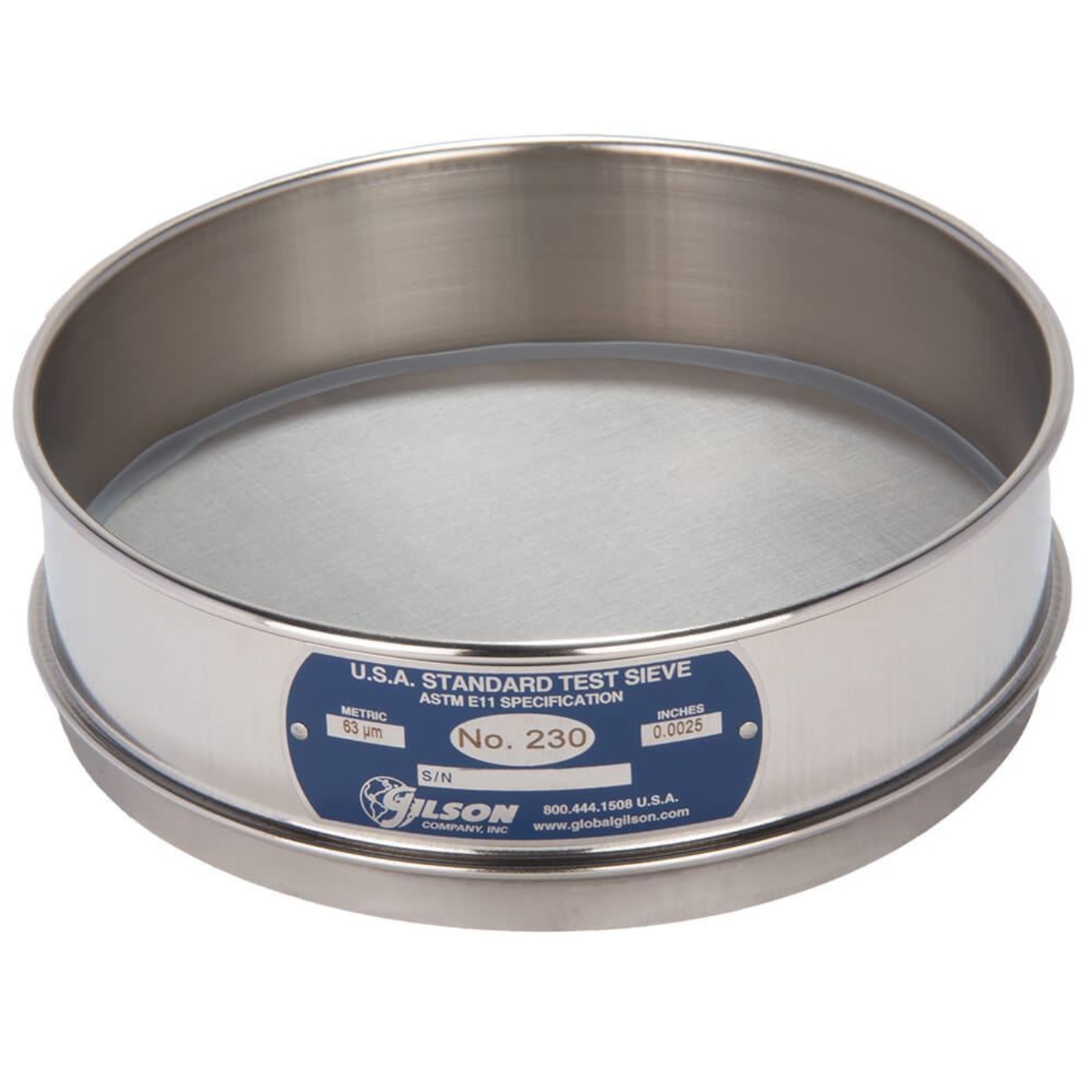 Picture of 8in Sieve, All Stainless, Full-Height, No.230 with Backing Cloth