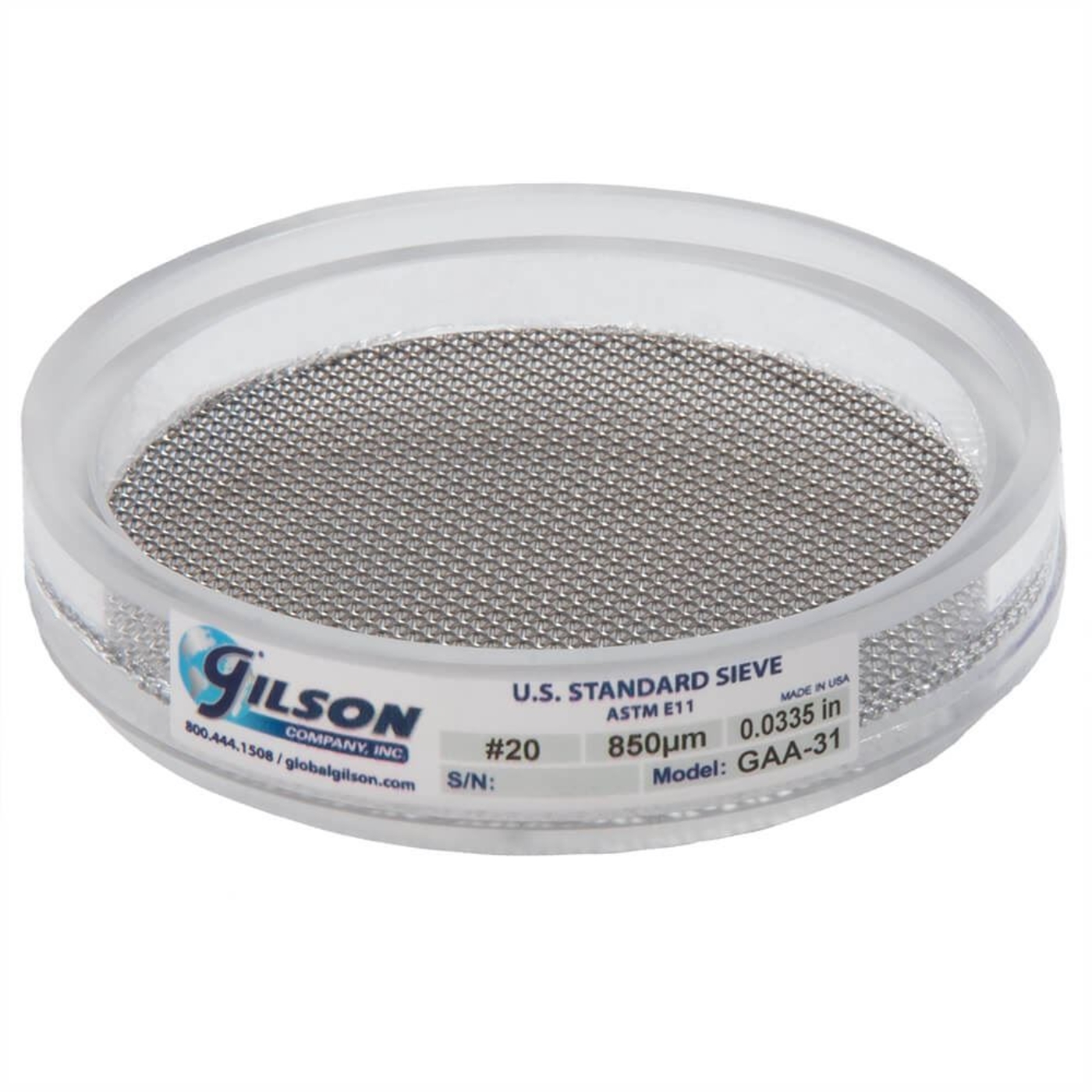 Picture of 3in Acrylic Frame Sieve, Stainless, No.20 (850µm)