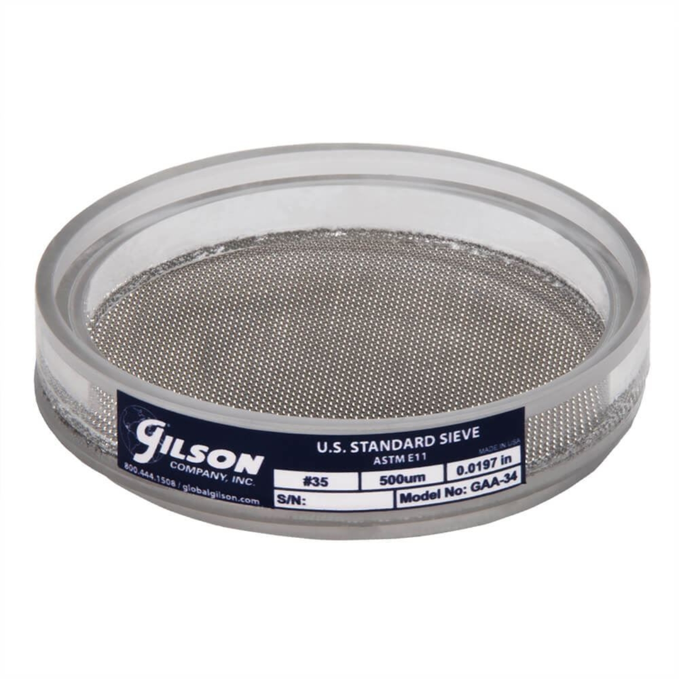 Picture of 3in Acrylic Frame Sieve, Stainless, No.35 (500µm)