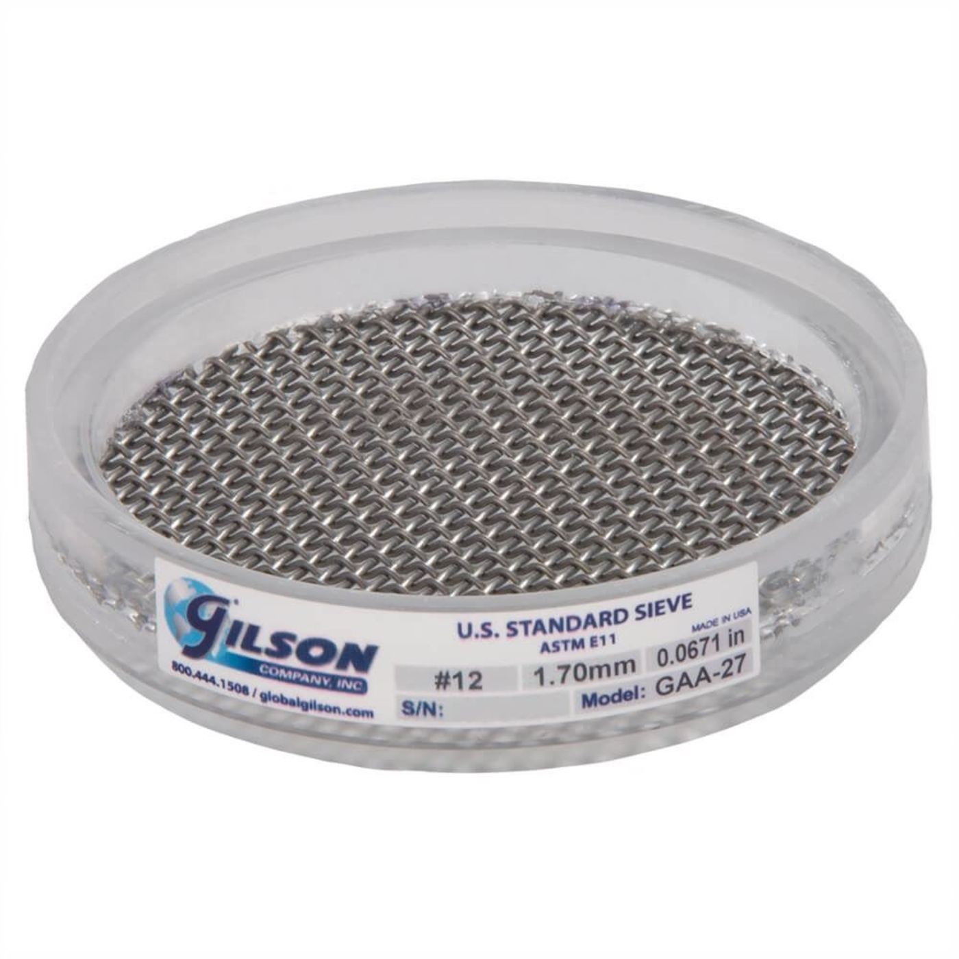 Picture of 3in Acrylic Frame Sieve, Stainless, No.12 (1.7mm)