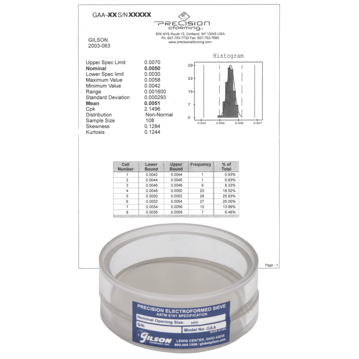 Picture of 3in Acrylic Frame Precision Electroformed Sieve, 150µm
