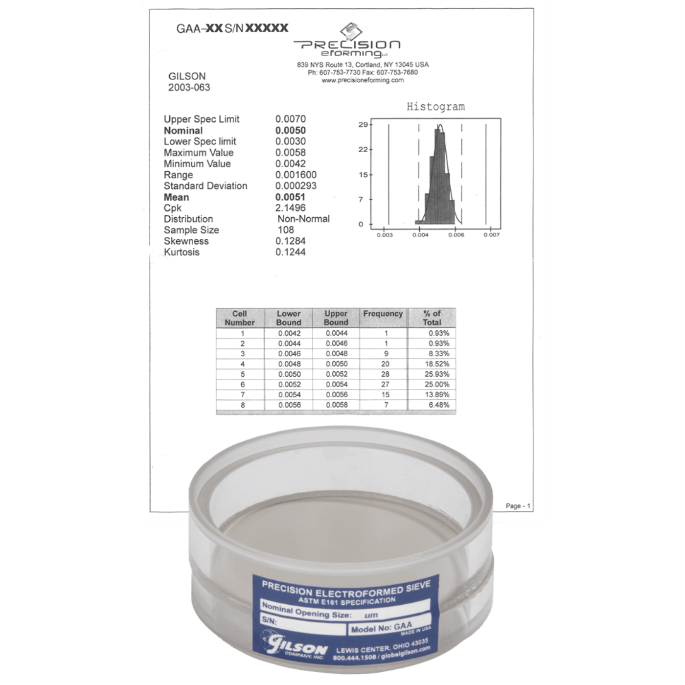 Picture of 3in Acrylic Frame Precision Electroformed Sieve, 105µm
