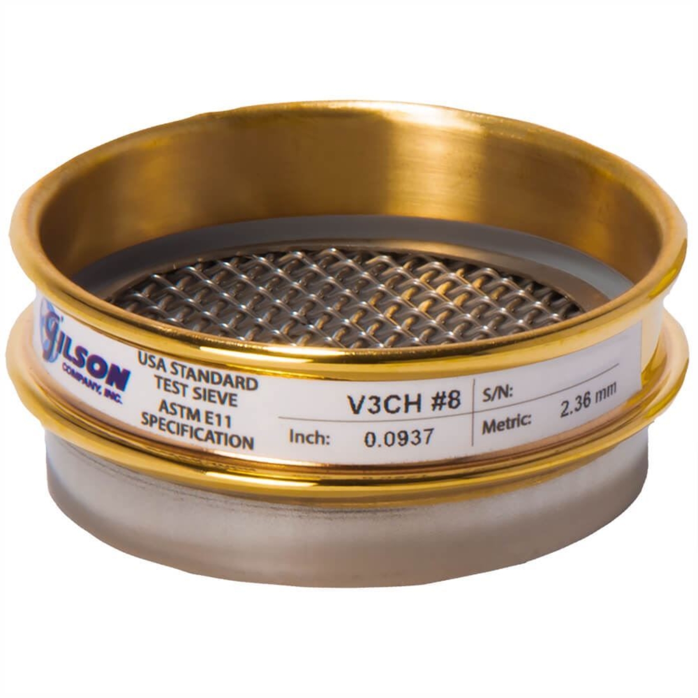 Picture of 3in Sieve, Brass/Stainless, Half-Height, No.8