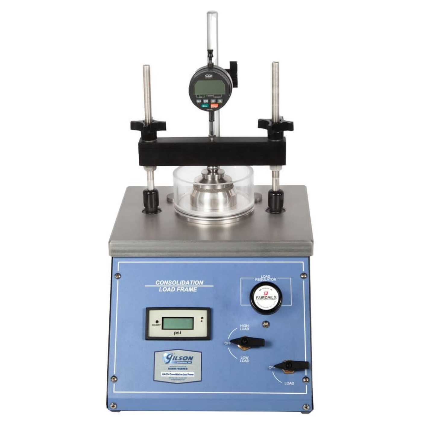 Pneumatic Consolidation Load Frame with Floating Ring Consolidometer and Digital Displacement Indicator