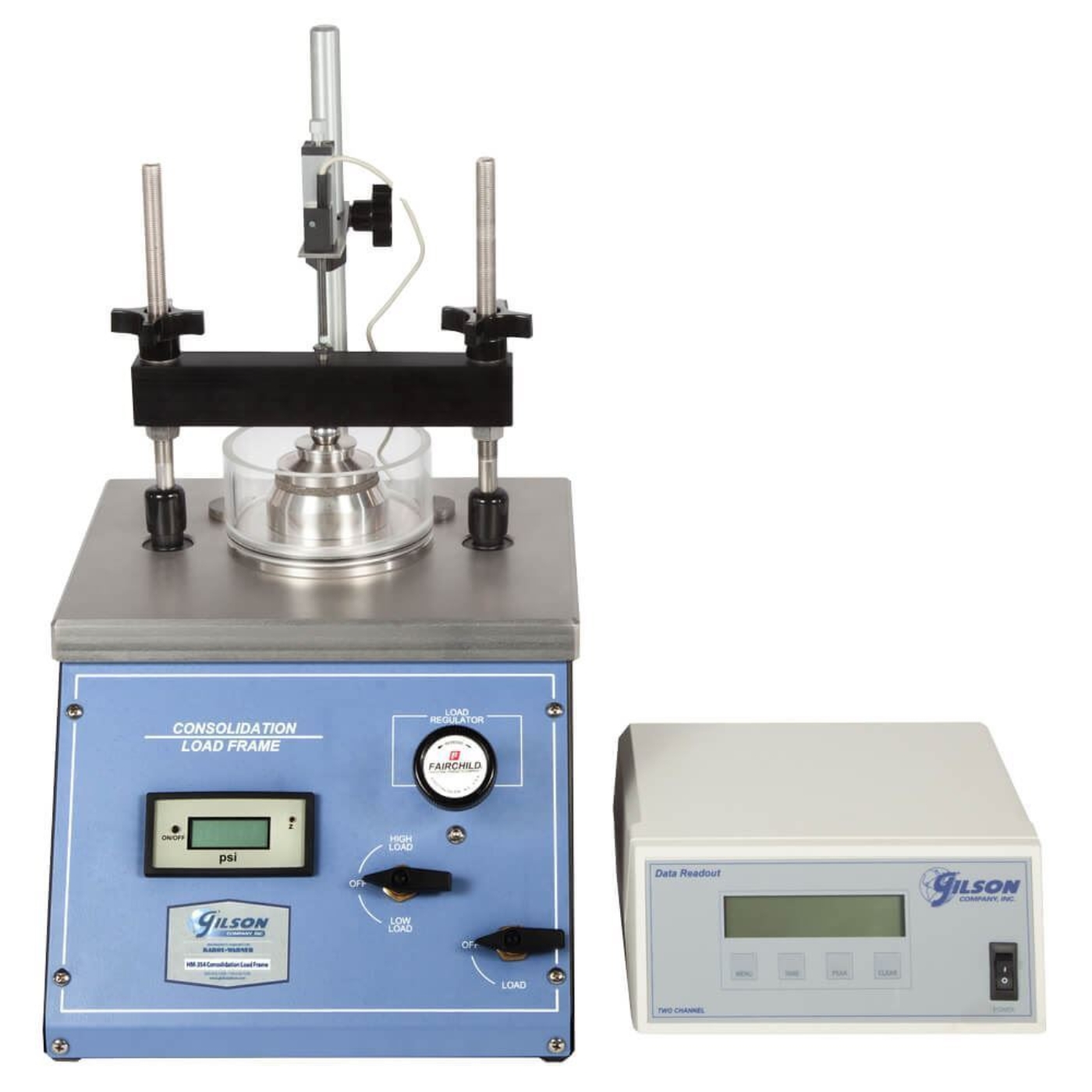 Pneumatic Consolidation Load Frame with Floating Ring Consolidometer, Linear Variable Displacement Transducers and Digital Readout