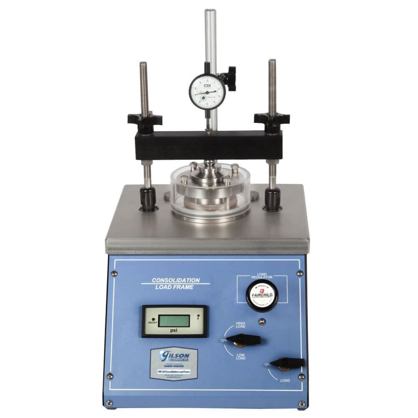 Pneumatic Consolidation Load Frame with Fixed Ring Consolidometer and Mechanical Dial Indicator