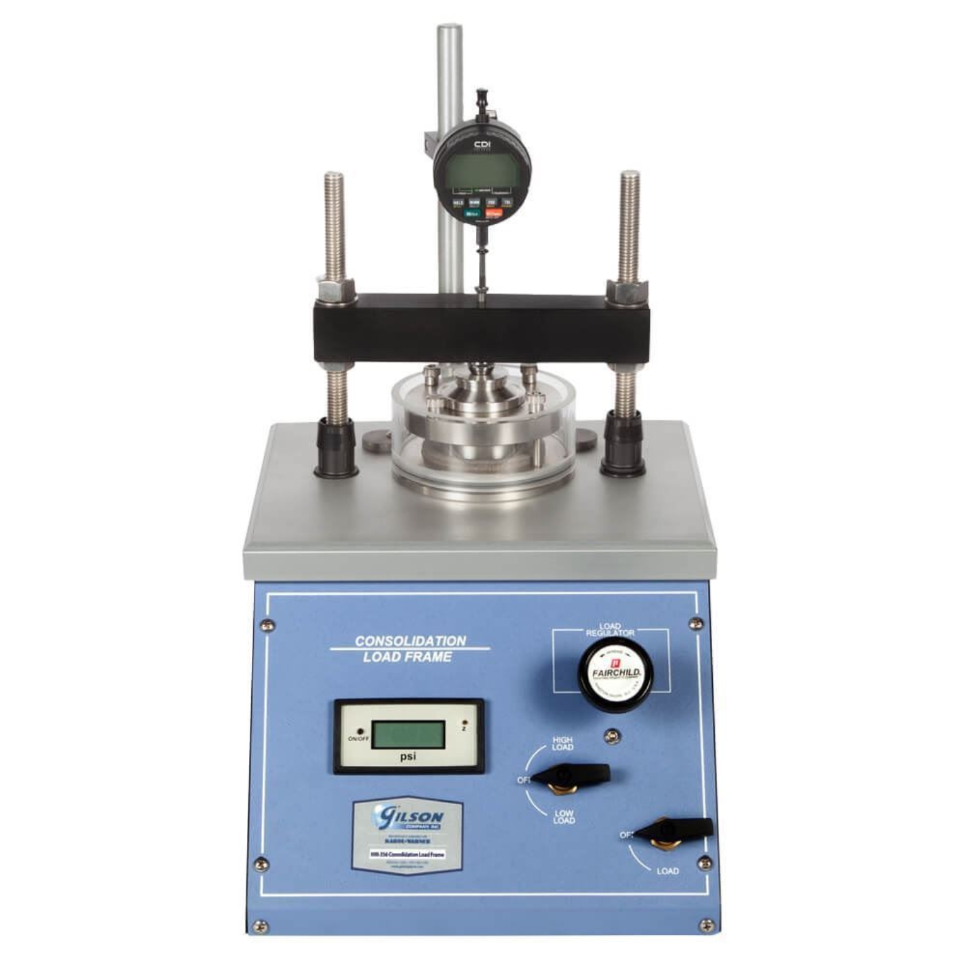 Pneumatic Consolidation Load Frame with Fixed Ring Consolidometer and Digital Dial Indicator