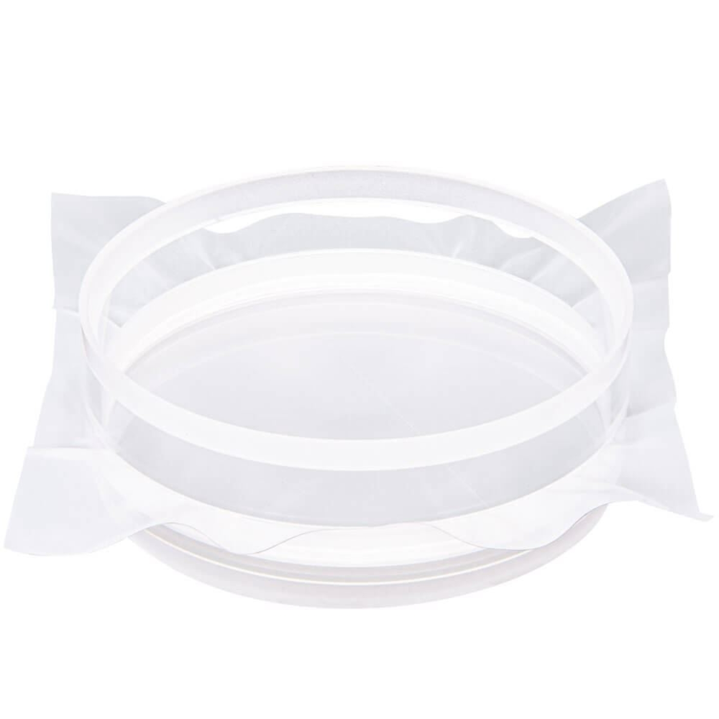 Non-Metallic Polycarbonate Two-Part Replaceable Mesh Sieve Frame shown Polyester Screen Cloth (Cloth sold separately)