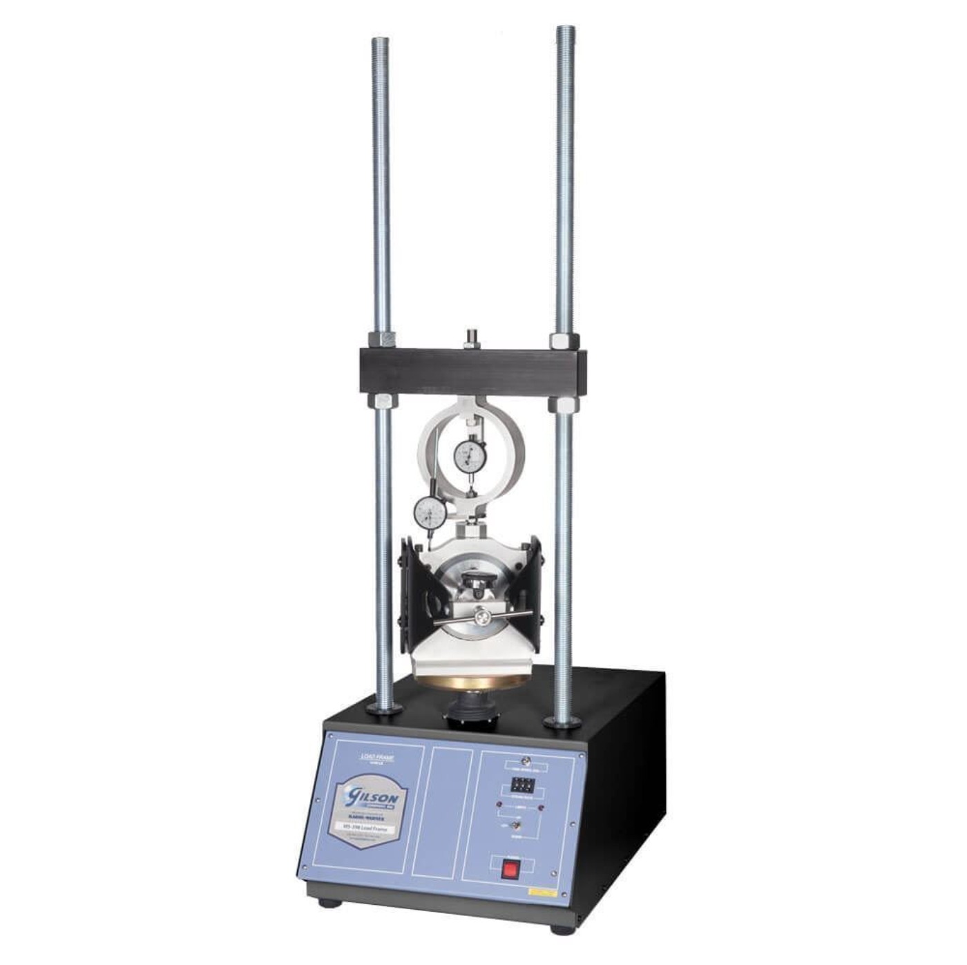 Load Frame with Asphalt Tack Coat/Interlayer Shear Strength Apparatus, Loading Button, Dial Indicators with Bracket, and 10,000lbf Load Ring (components sold separately)