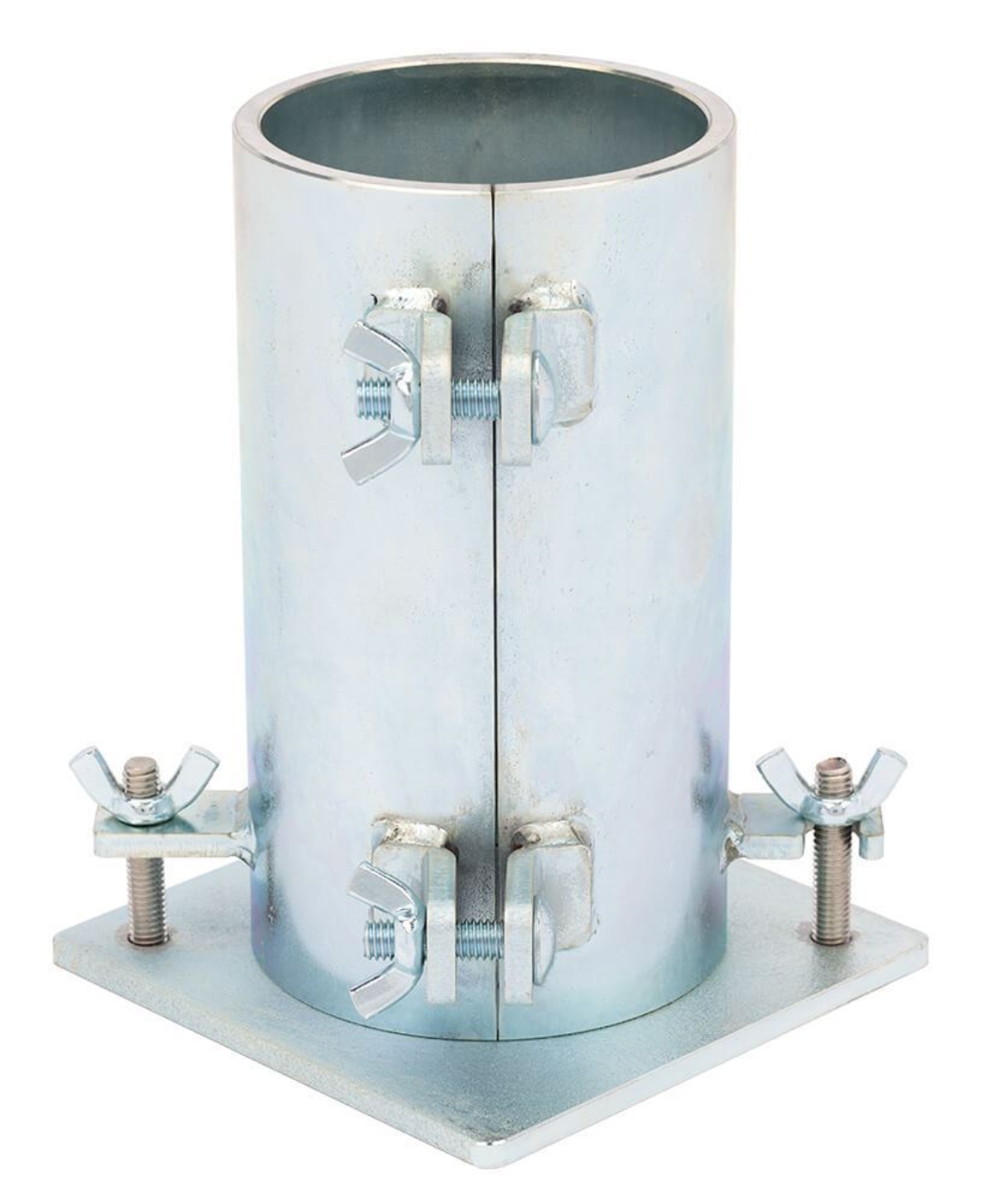 Back of  4x8in Steel Concrete Cylinder Mold