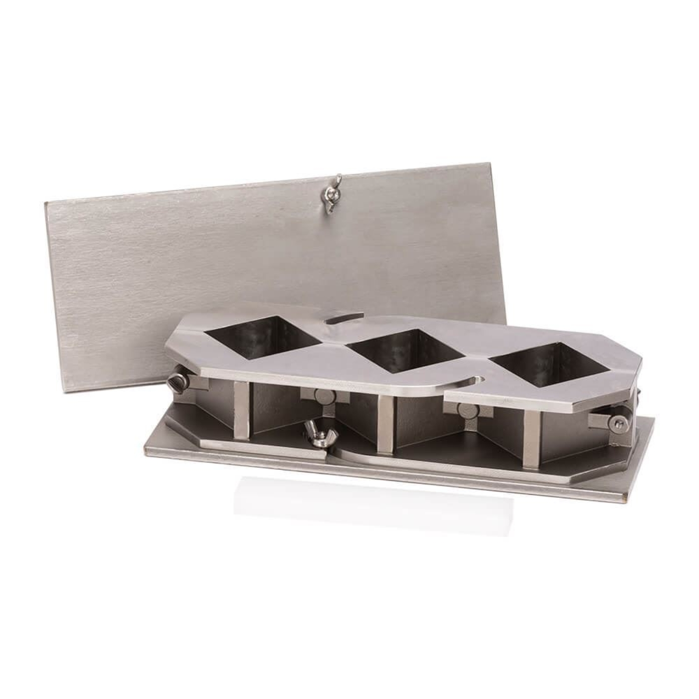2x2in Stainless Steel Cube Mold with Cover and Tamper