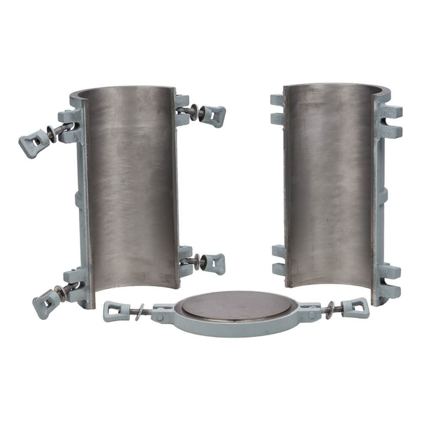 Cast-Iron Concrete Cylinder Mold disassembled