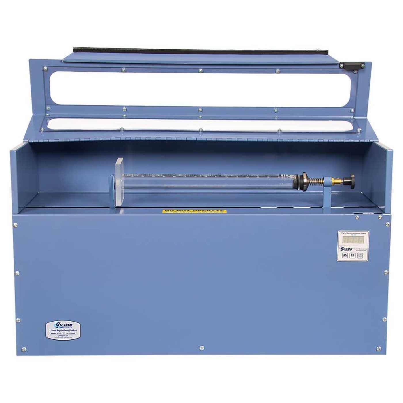 Motorized Sand Equivalent Shaker shown wiith optional Plastic Cylinder