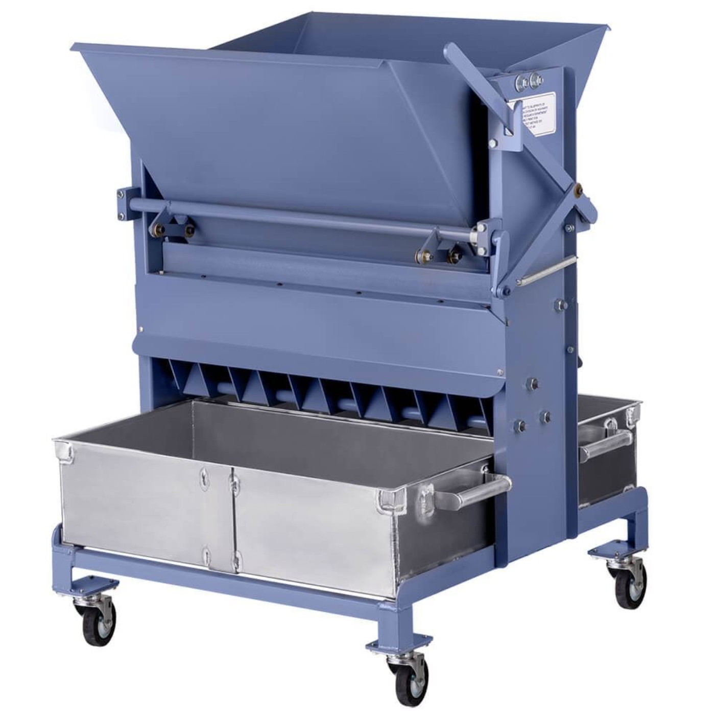 California Sample Splitter with two 1.2ft³ (34L) capacity aluminum sample pans