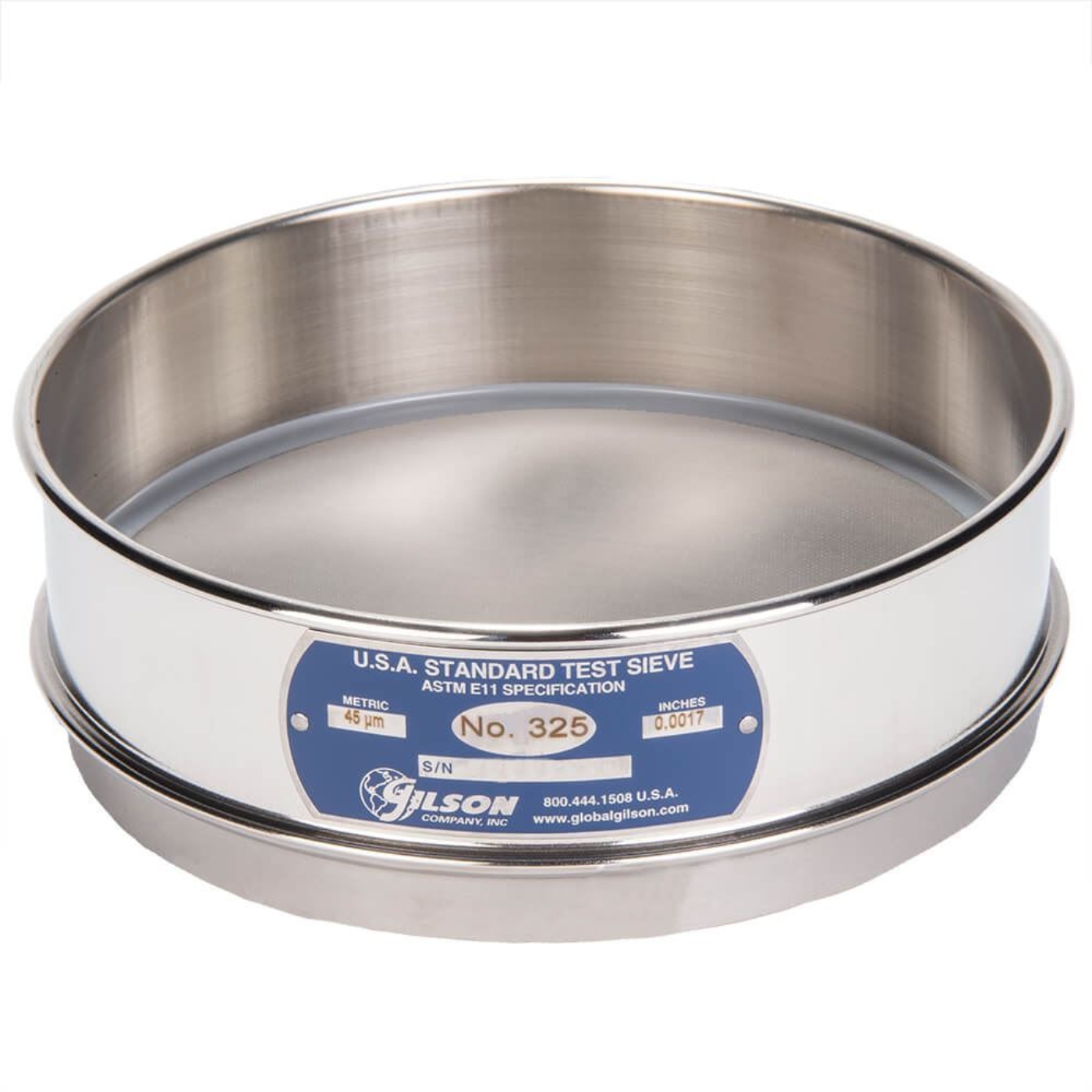 Picture of 8in Sieve, All Stainless, Full-Height, No.325 with Backing Cloth