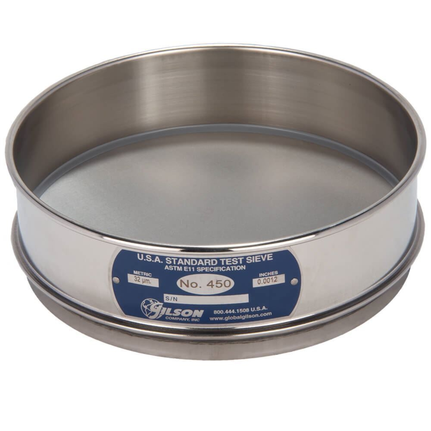 Picture of 8in Sieve, All Stainless, Full-Height, No.450 with Backing Cloth