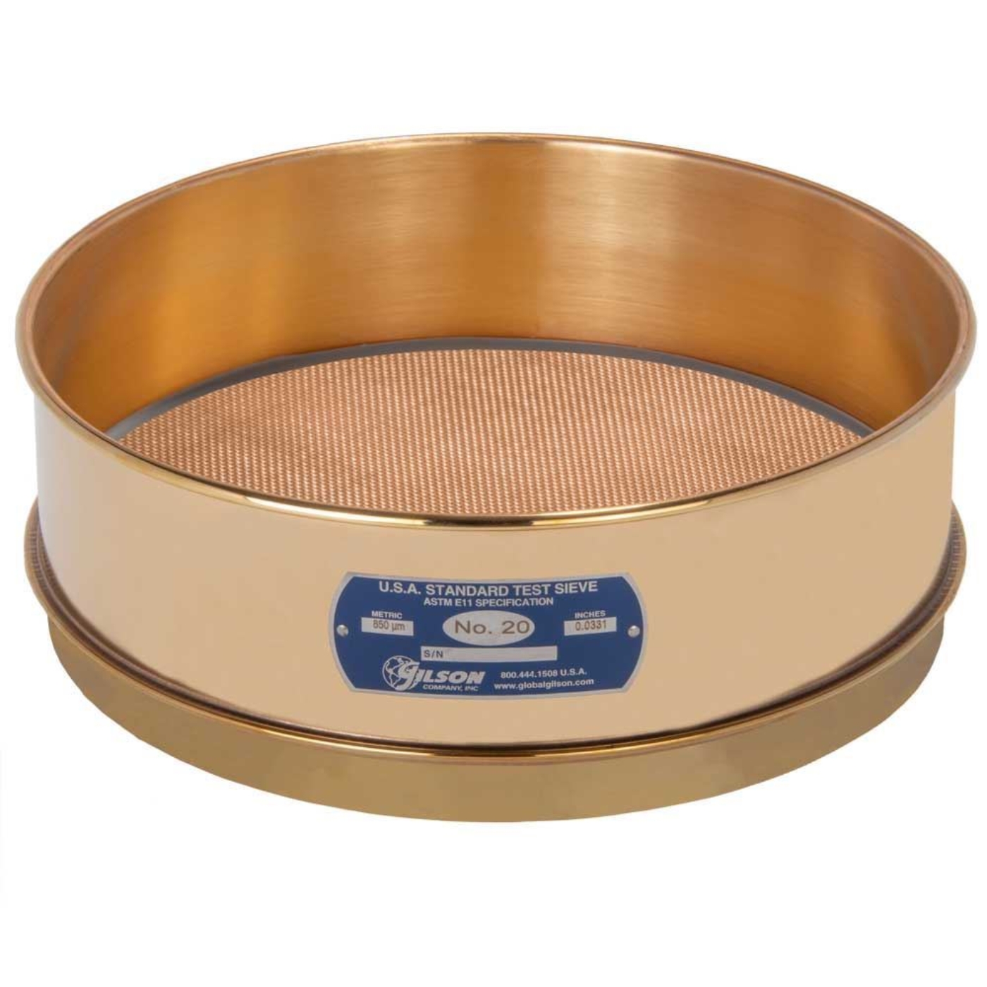 Picture of 12in Sieve, All Brass, Full-Height, No.20