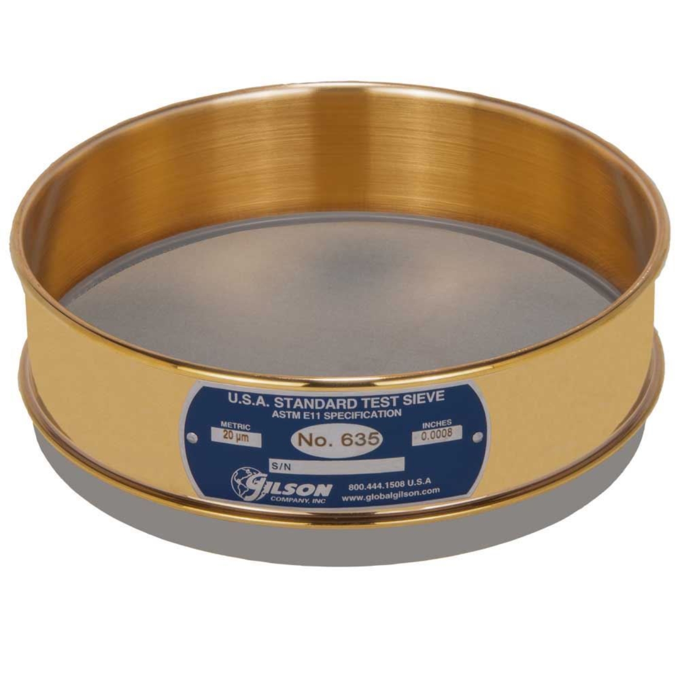 Picture of 8in Sieve, Brass/Stainless, Full-Height, No.635 with Backing Cloth