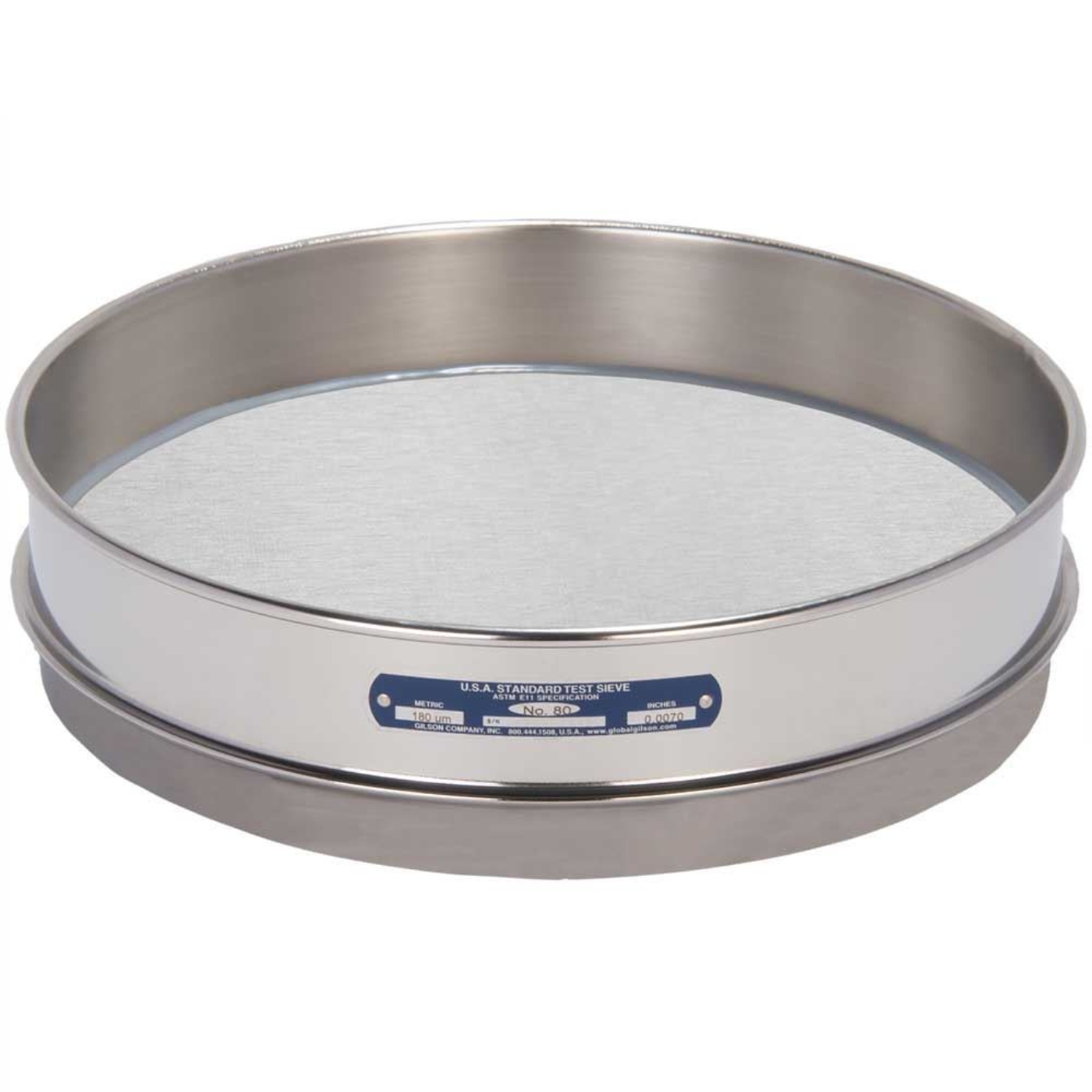 Picture of 12in Sieve, All Stainless, Intermediate-Height, No.80 with Backing Cloth
