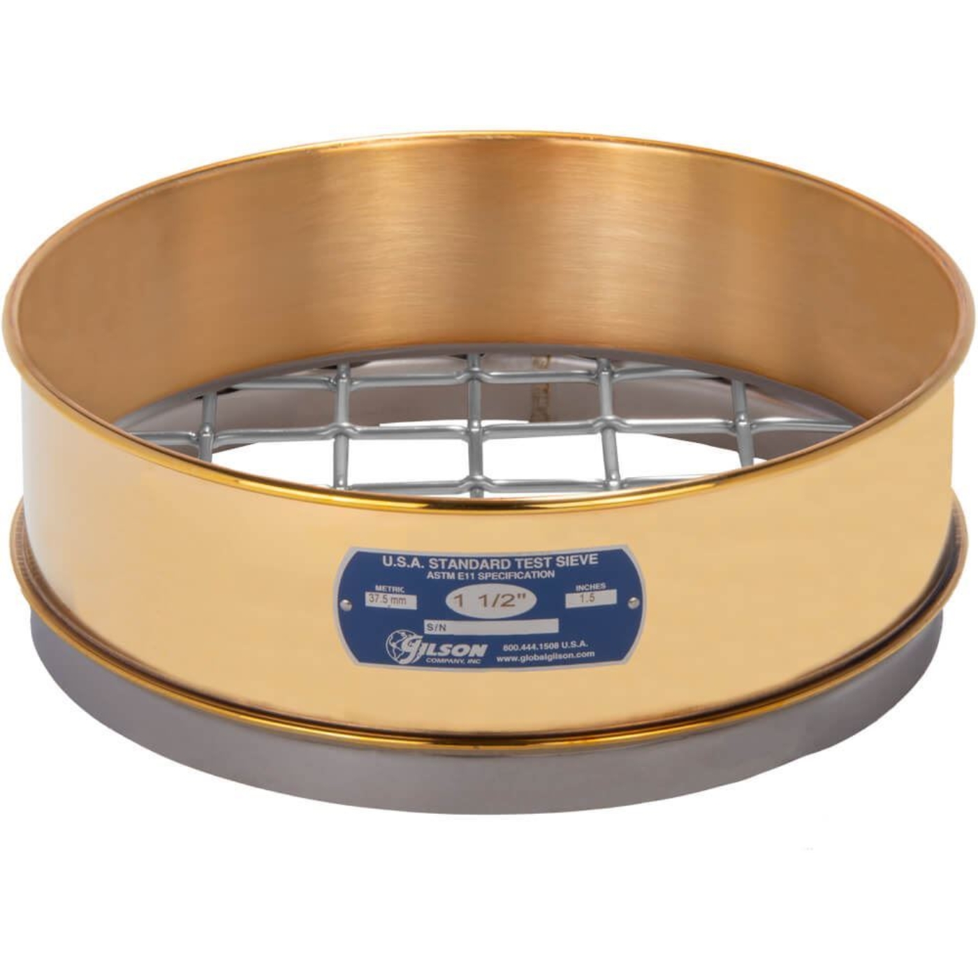 Picture of 12in Sieve, Brass/Stainless, Full-Height, 1-1/2in