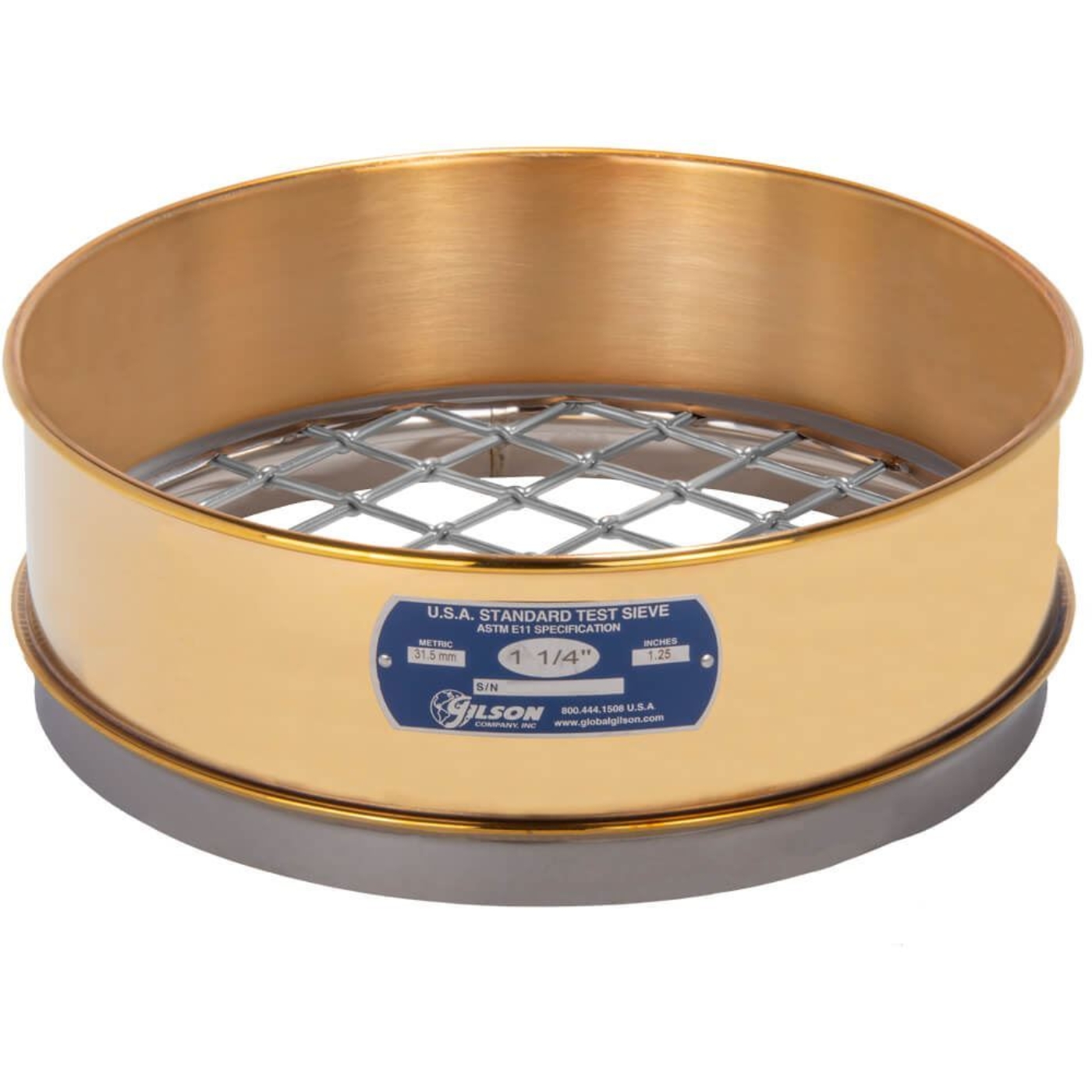 Picture of 12in Sieve, Brass/Stainless, Full-Height, 1-1/4in