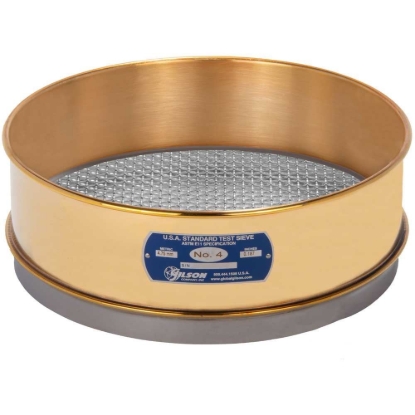 12" Sieve, Brass/Stainless, Full-Height, No. 4