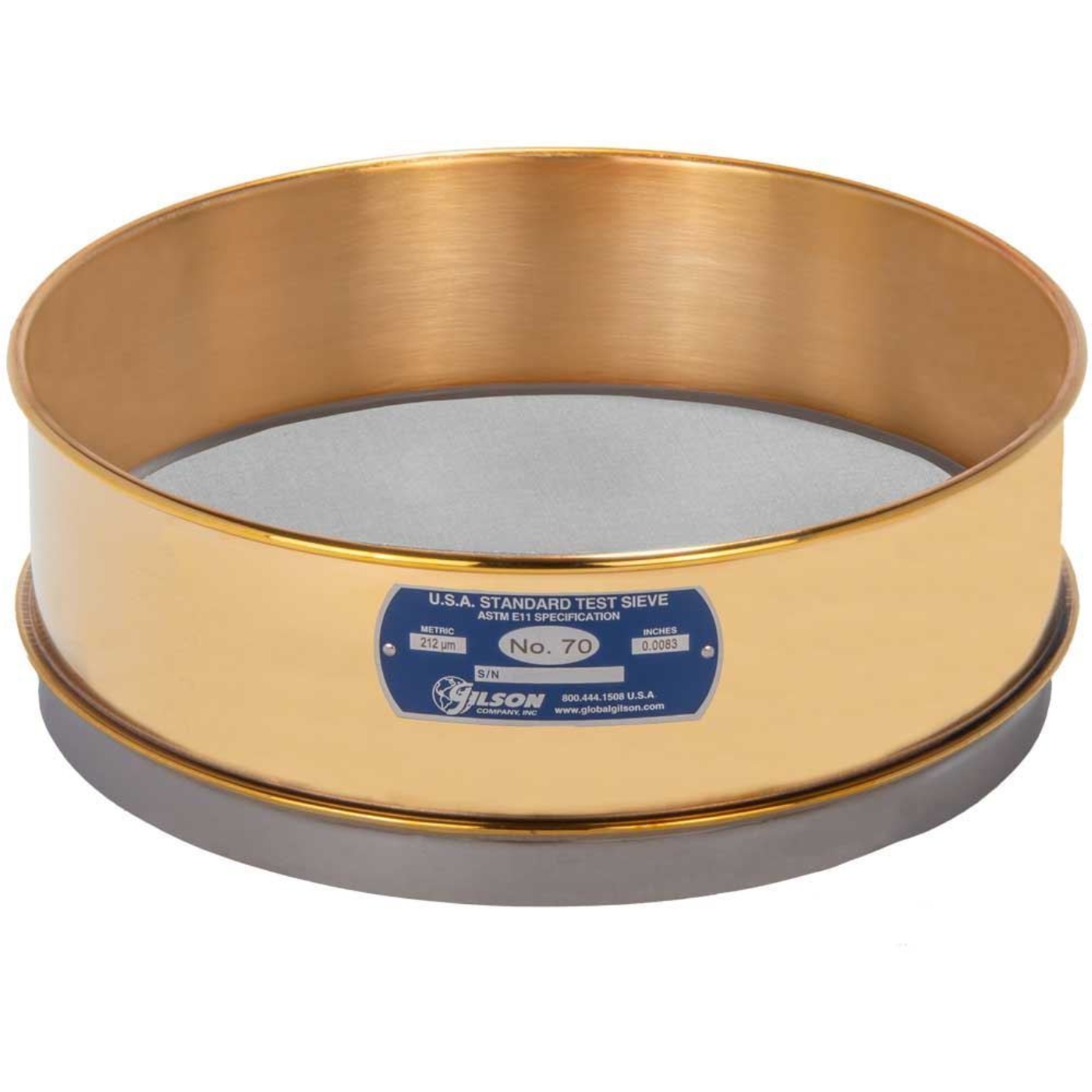 12" Sieve, Brass/Stainless, Full-Height, No. 70