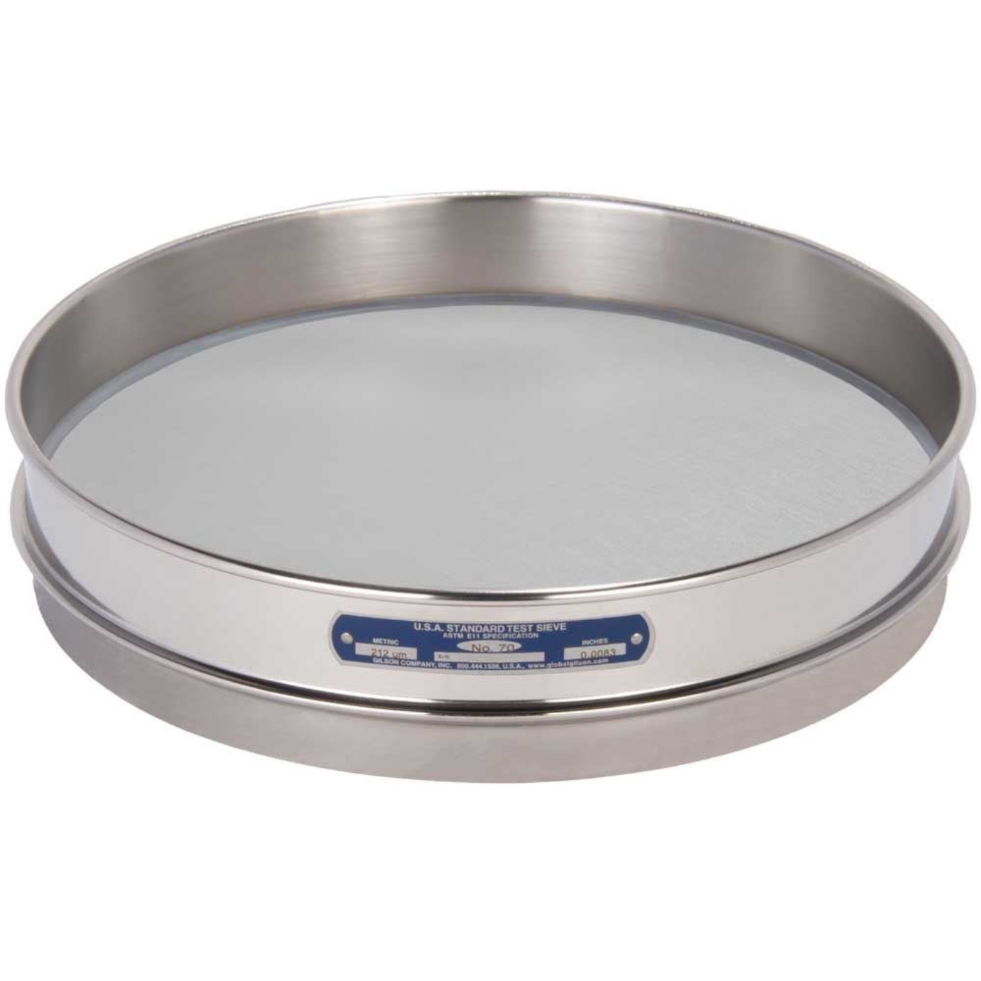 Picture of 12in Sieve, All Stainless, Half-Height, No.70 with Backing Cloth