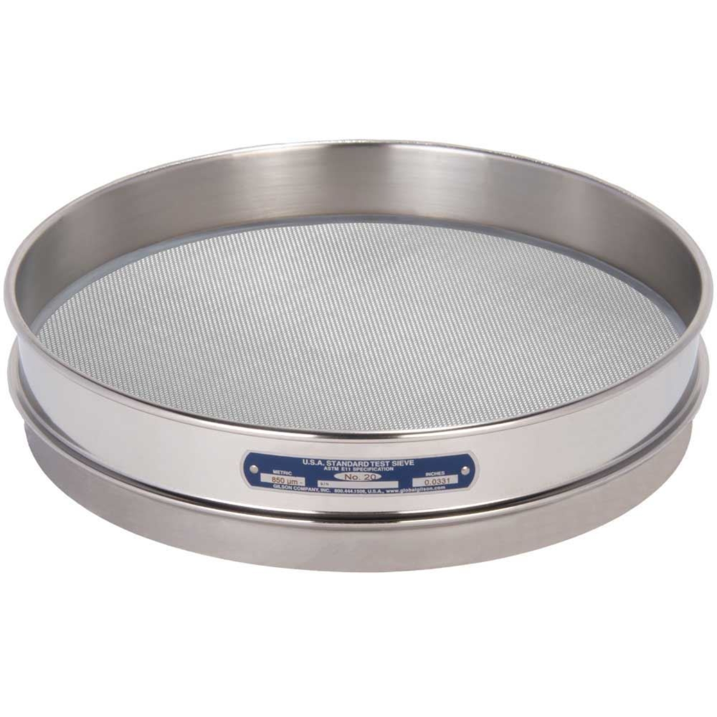 Picture of 12in Sieve, All Stainless, Half-Height, No.20