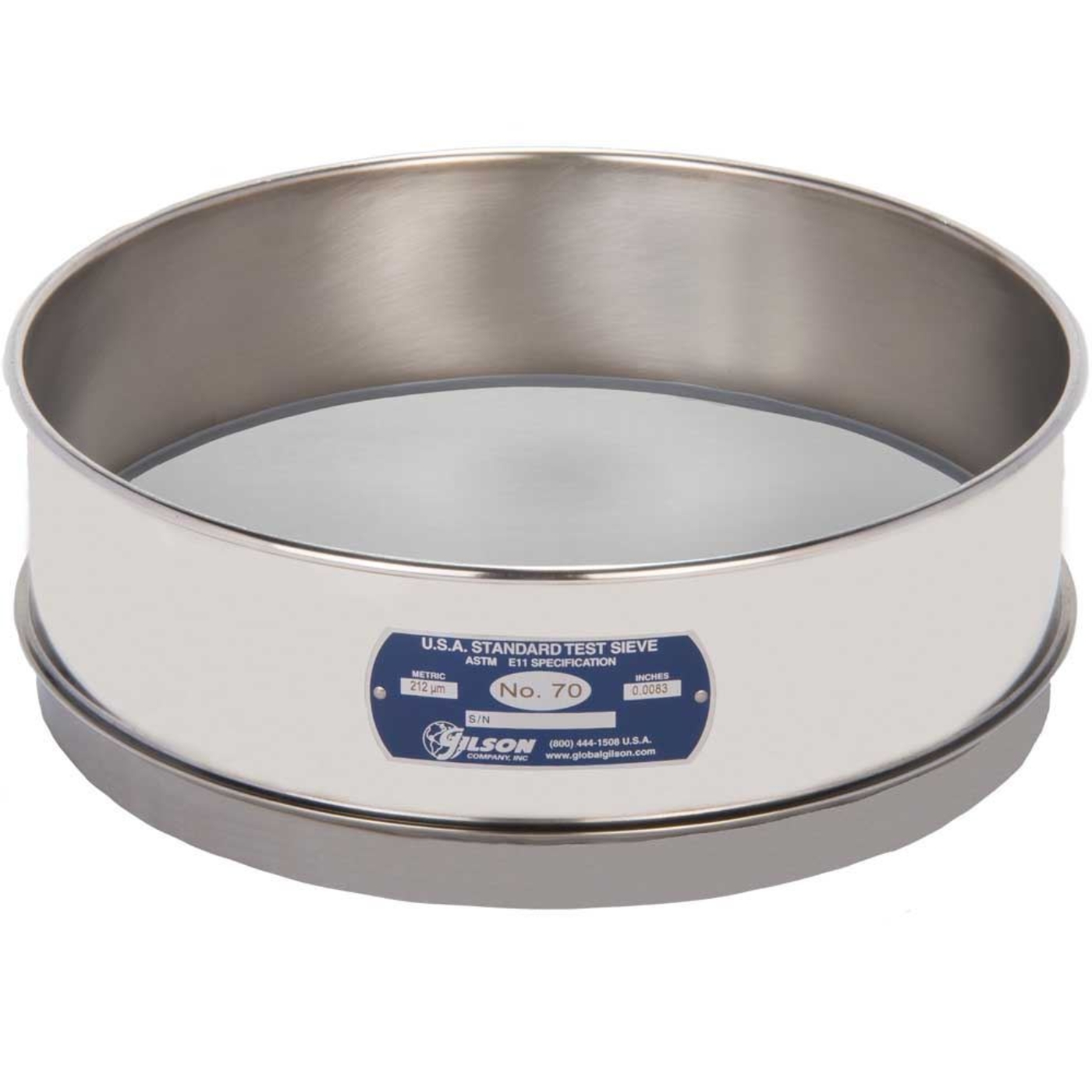 Picture of 12in Sieve, All Stainless, Full-Height, No.70 with Backing Cloth