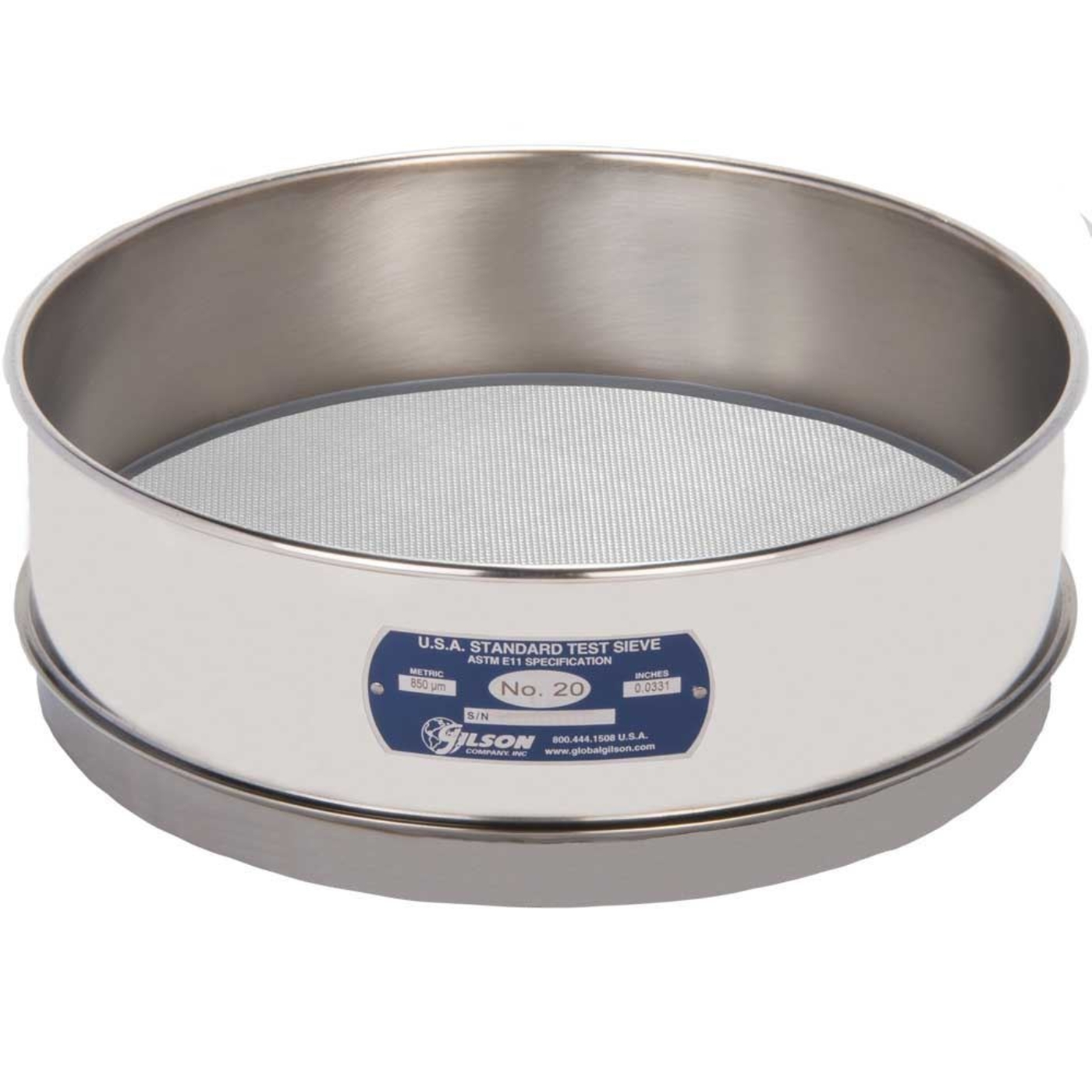 Picture of 12in Sieve, All Stainless, Full-Height, No.20