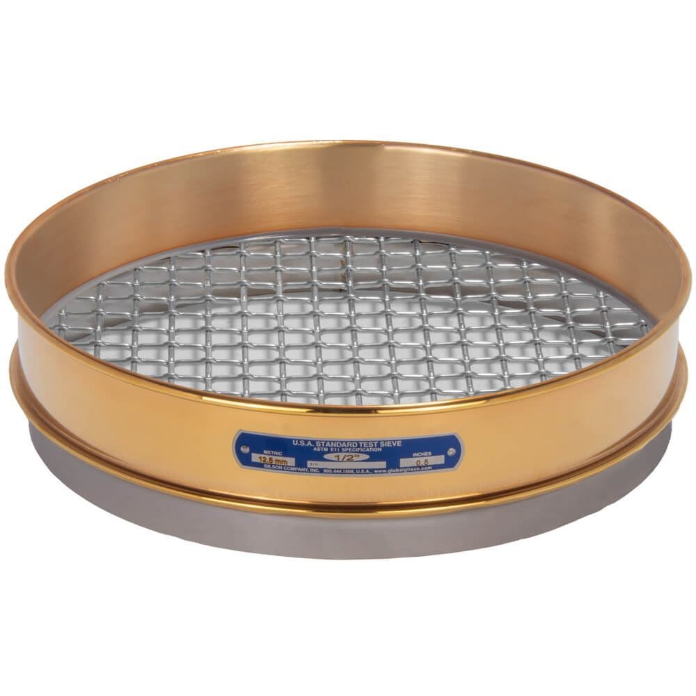 Picture of 12in Sieve, Brass/Stainless, Intermediate-Height, 1/2in