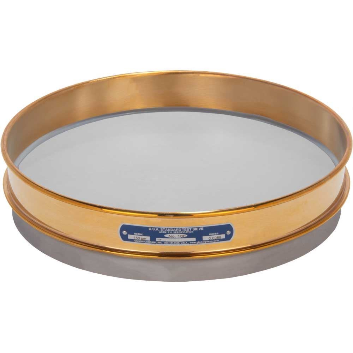 Picture of 12in Sieve, Brass/Stainless, Half-Height, No.100 with Backing Cloth