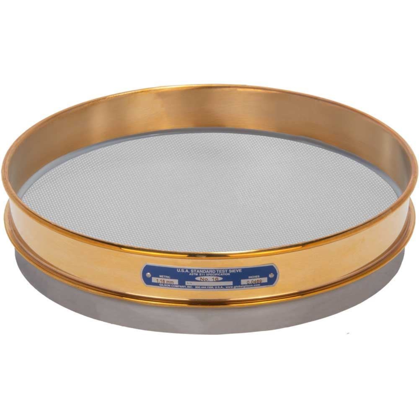 Picture of 12in Sieve, Brass/Stainless, Half-Height, No.16